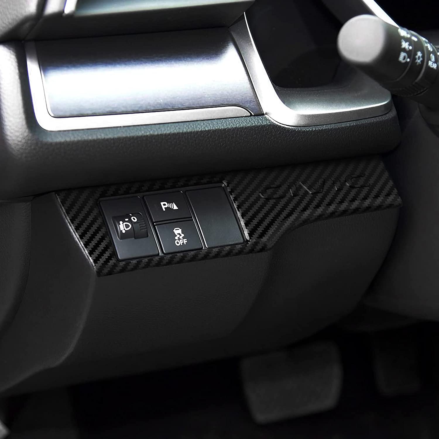 ABS Carbon Fiber Compatible with Accessories Headlight Switch Button Trim Interior Sticker - Delicate Leather