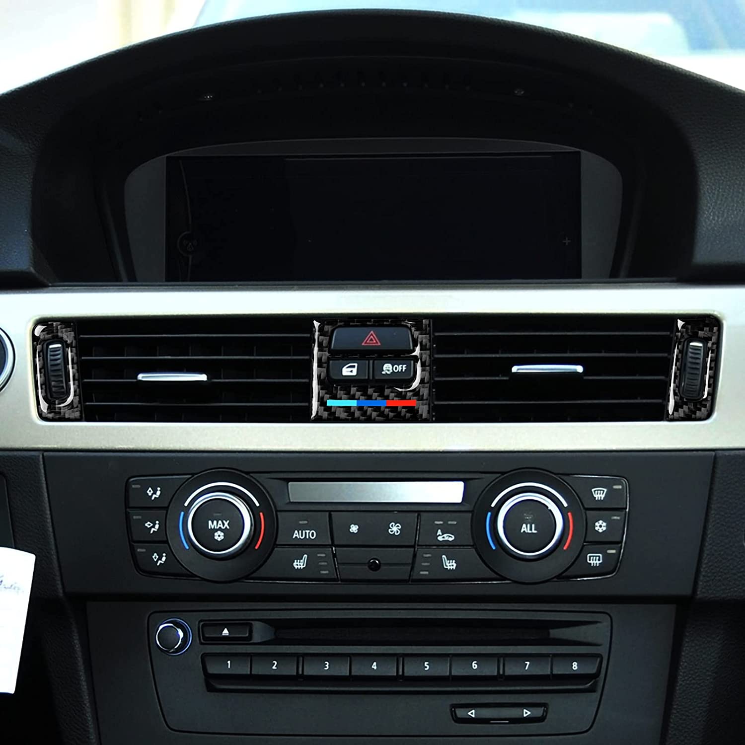 Car Center Console Panel Trim AC Vent Air Conditioner Sticker Carbon Fiber Decal fits for E90 E92 E93 2005 2006 2007 2008 2009 2010 2011 2012 Accessories - Delicate Leather