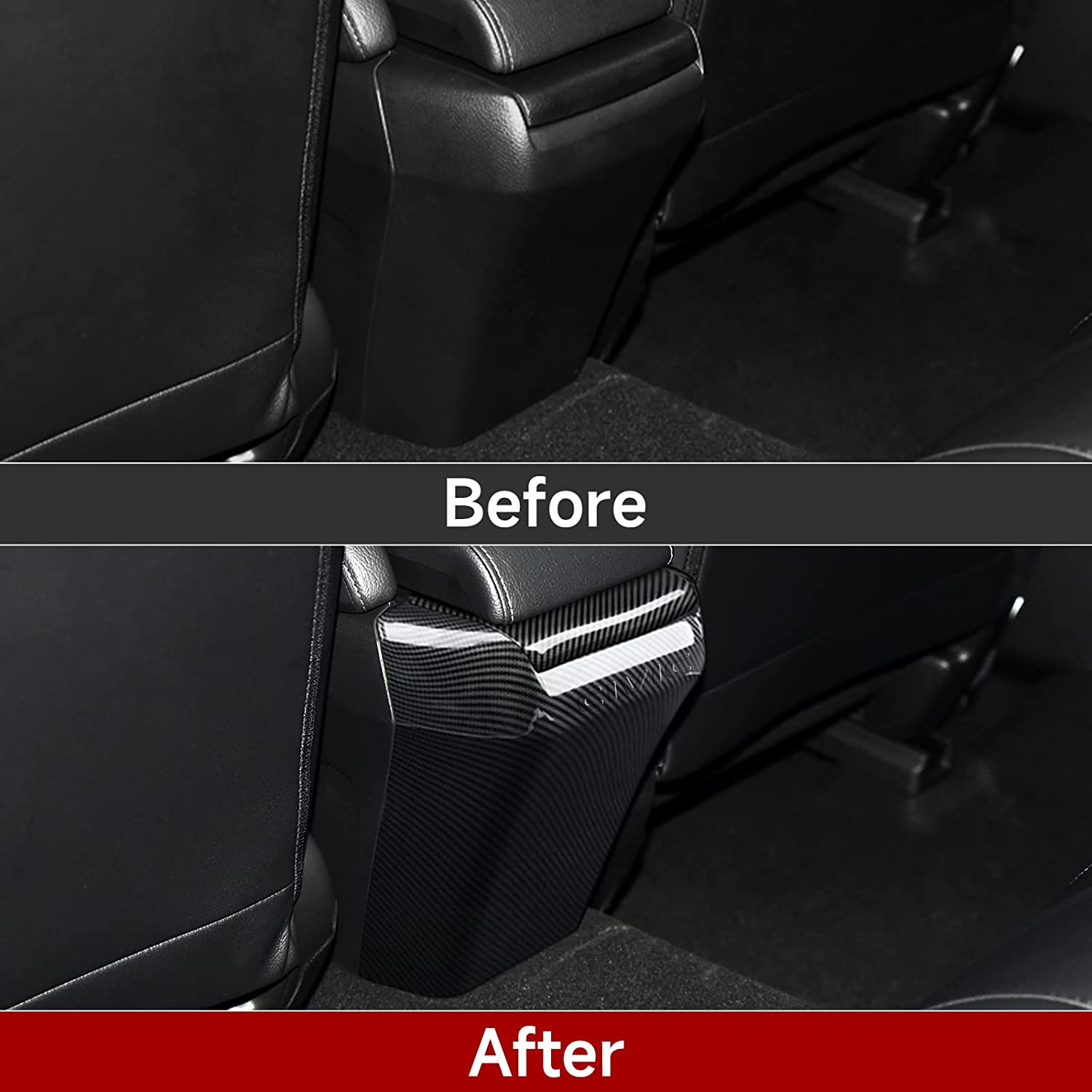 Armrest Box Cover Trim Decals Compatible with 2016 2017 2018 2019 2020 2021 Civic Accessories ABS Carbon Fiber Interior Sticker - Delicate Leather