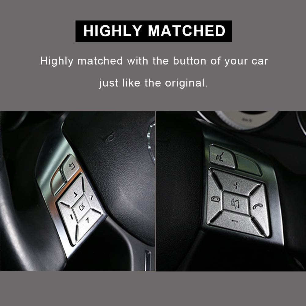 Car Steering Wheel Button Trim Cover Aluminum Alloy Decoration Stickers Compatible with ML GL GLK GLA CLA CLS SL A B C E G Class Interior Accessories (12pcs) - Delicate Leather