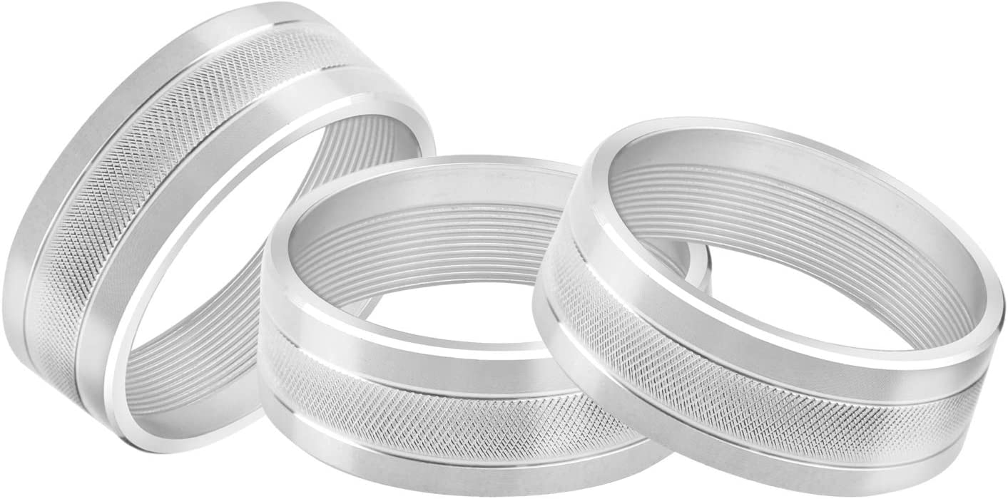 AC Climate Control Knob Ring Air Conditioner Switch Volume Cover Compatible with 2011-2017 Wrangler JK JKU/Dodge Challenger 2008-2014 Interior Conditioning Accessories Trim (Silver) - Delicate Leather