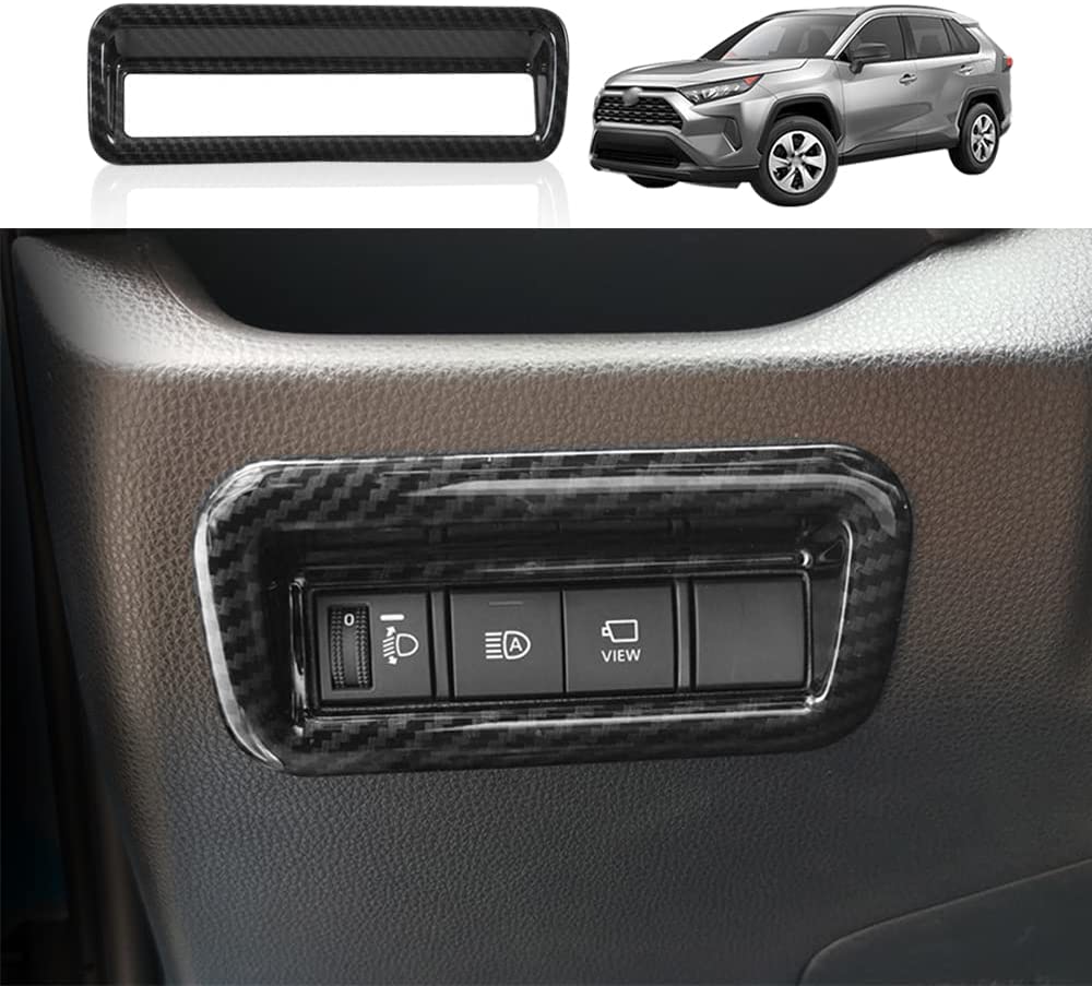 RAV4 ABS Carbon Fiber Grain Headlight Switch Button Frame Cover Trim for RAV4 2019 2020 2021 2022 Interior Accessories(1PC) - Delicate Leather