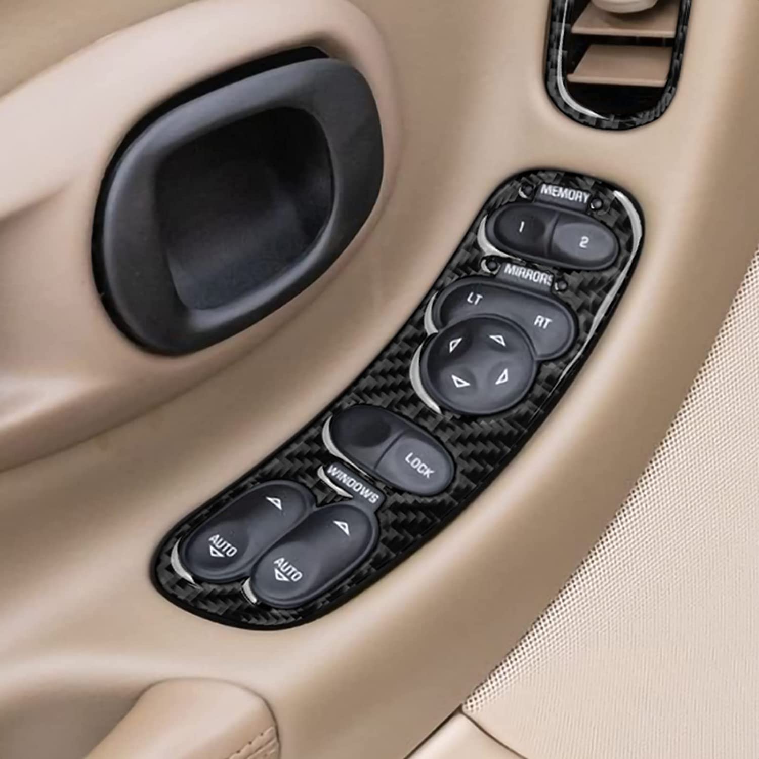Carbon Fiber Car Window Lift Switch Sticker Decal Interior Trim Cover for C5 1998 1999 2000 2001 2002 2003 2004 Accessories - Delicate Leather