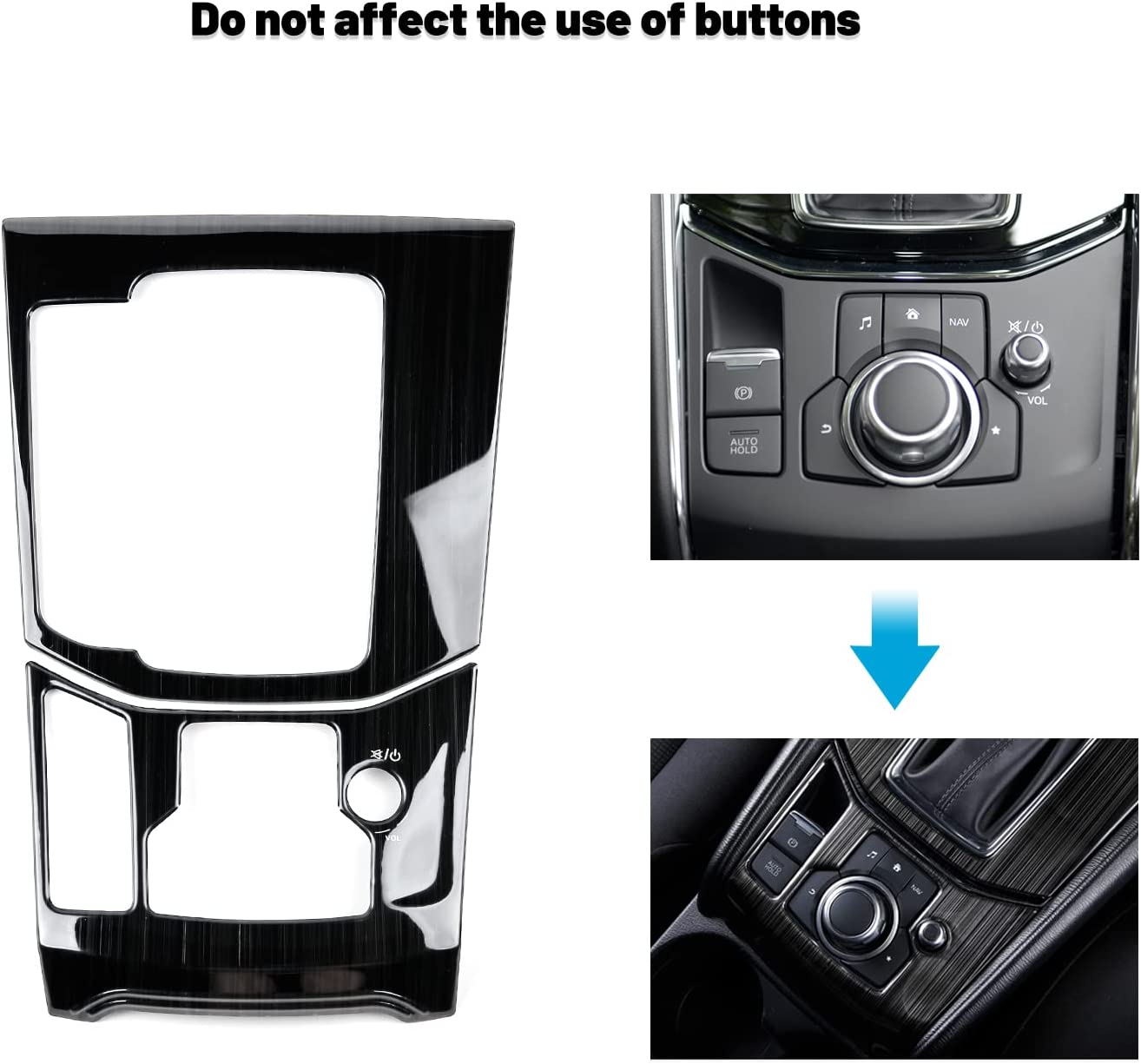 2 PCS Compatible with Mazda CX-5 2023 2022 2021 2020 2019 2018 2017 Accessories Car Gear Panel Cover Trims Frame Gear Shift Knob Center Consoles for Left Side Drive Car - Delicate Leather