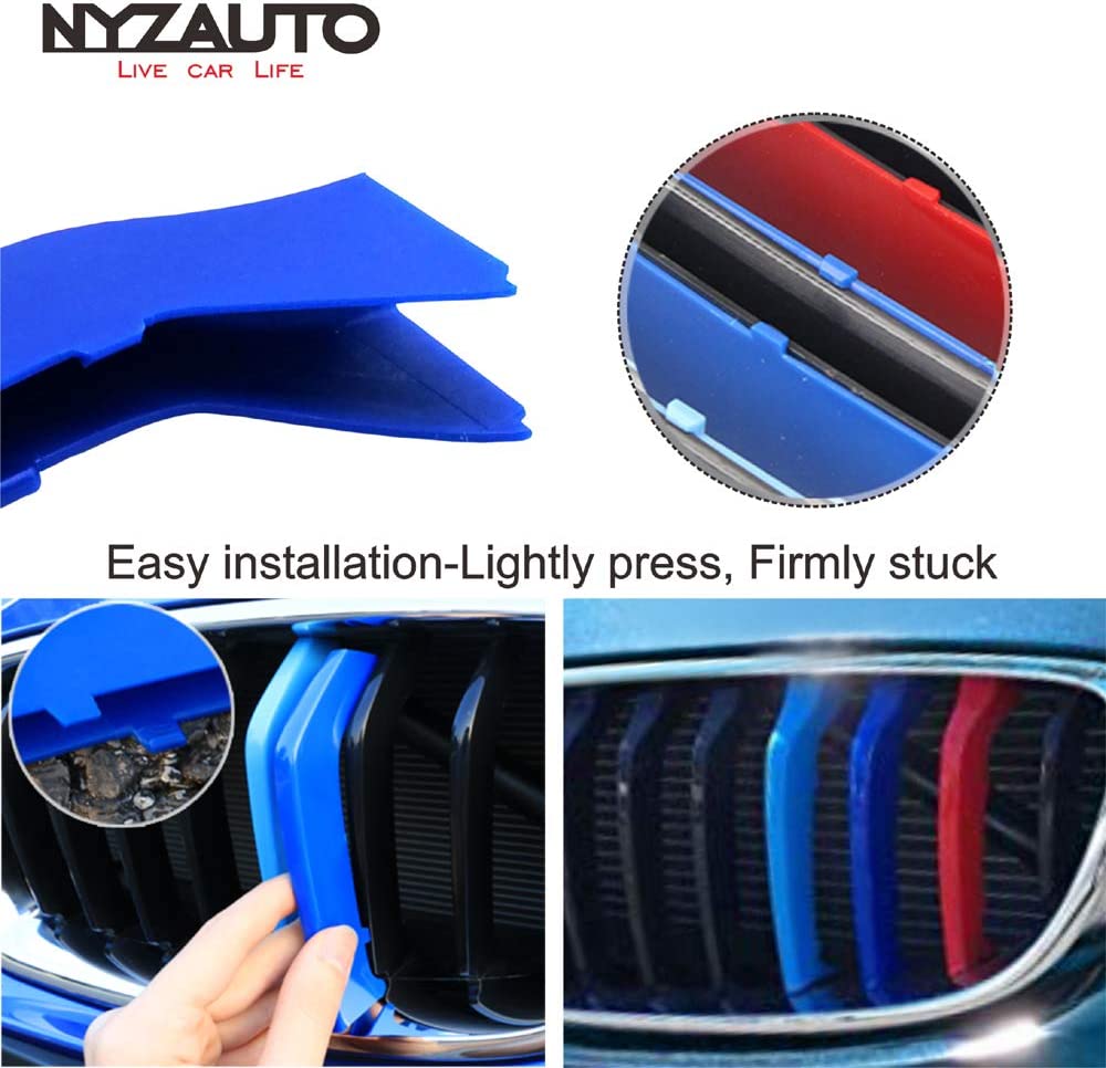 M-Colored Stripe Grille Insert Trims Compatible with 2014-up F32 F33 F36 4 Series Kidney Grill (9 Beams,Not Fit 11-Beam) - Delicate Leather