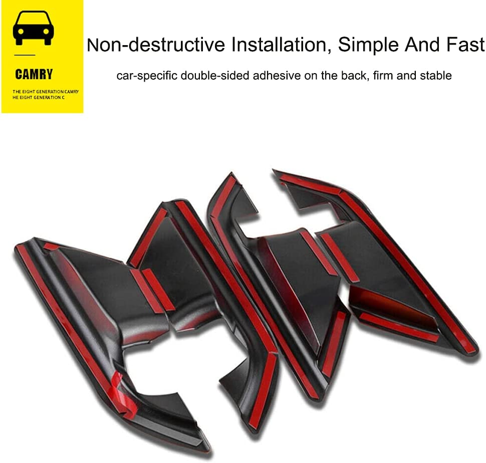 4PCS Inner Door Handle Decoration Cover ABS Red Interior Door Bowl Frame Trim Sticker Compatible with Camry 2018 2019 2020 2021 2022 2023 - Delicate Leather