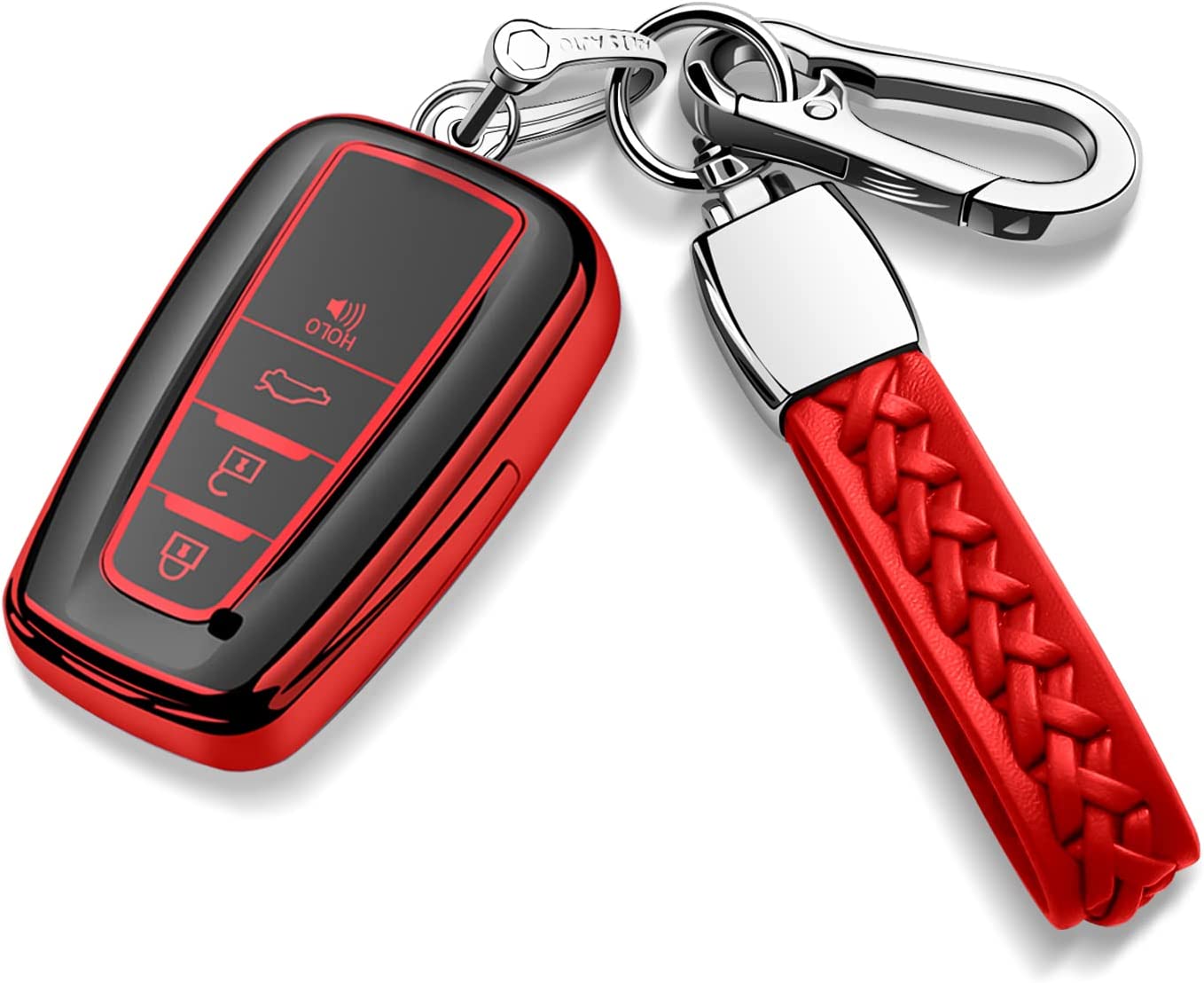 Key Fob Cover with Keychain Fit For 2018-2022 Camry Avalon C-HR Prius Corolla GT86