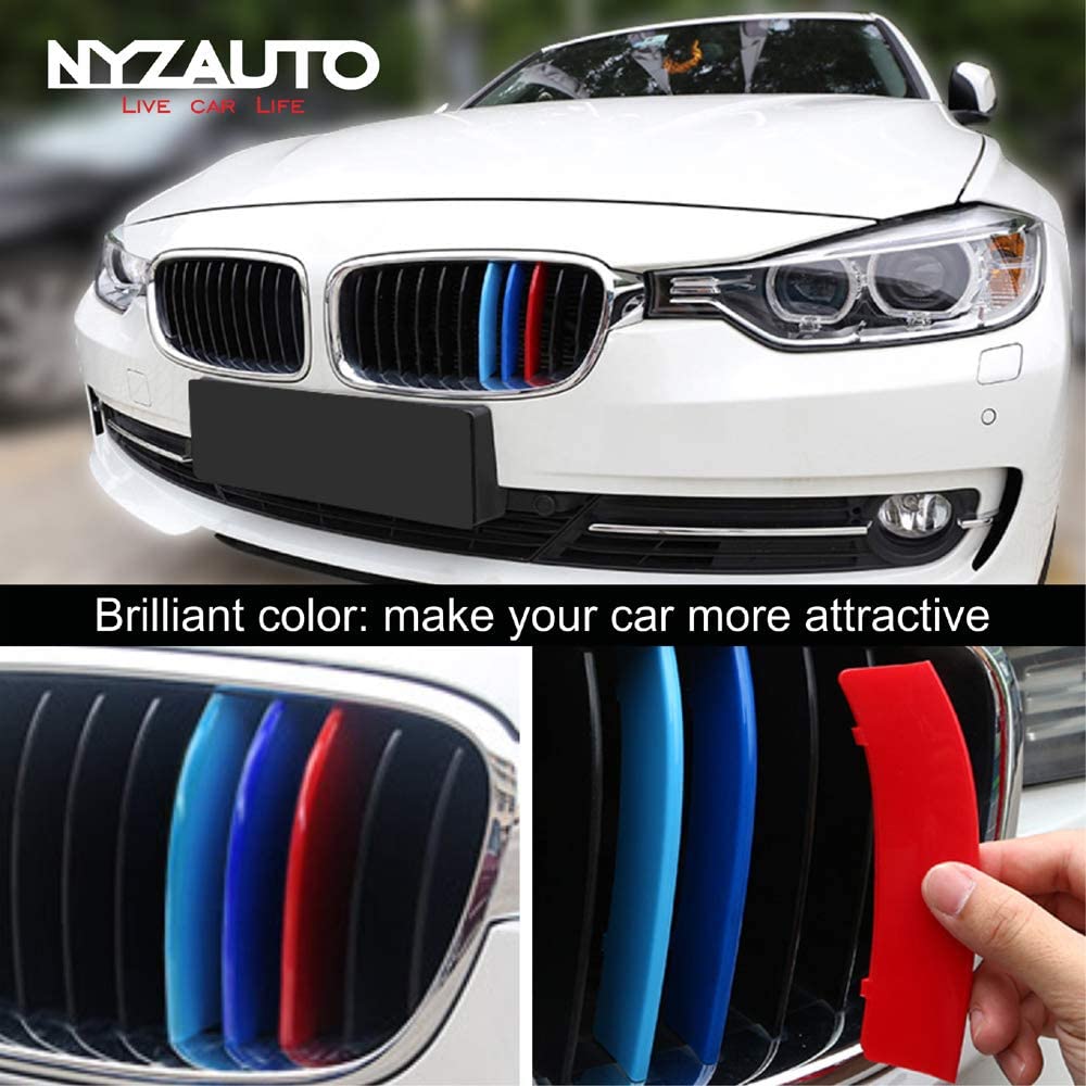 M-Colored Stripe Grille Insert Trims Compatible with 2013-2018 F30 3 Series 316i 318i 320i 328d 328i 335i 340i Kidney Grill (11 Beams, Not Fit 8 Beams) - Delicate Leather