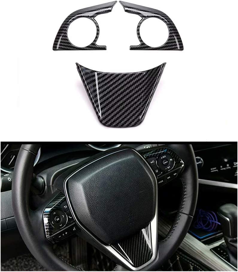 3Pcs ABS Sport Blue Interior Decoration Steering Wheel Button Cover Molding Sticker Accessories Trim Compatible with Camry 2018-2023,for Avalon 2019-2022 - Delicate Leather