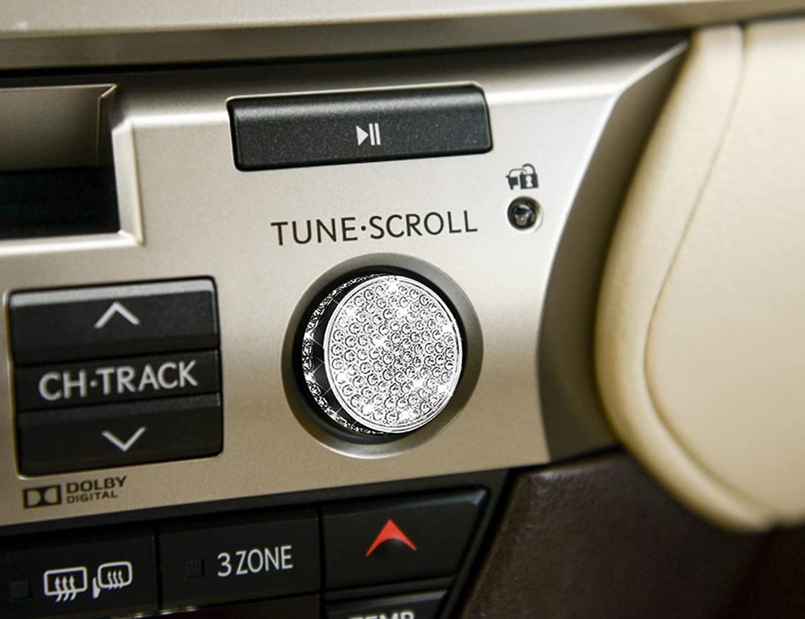 Bling Crystal Diamond Interior Multimedia Volume Audio knobs Accessory Compatible for NX 200 300 ES 200 250 350 ES:2014-2017, NX:2015-2020 - Delicate Leather