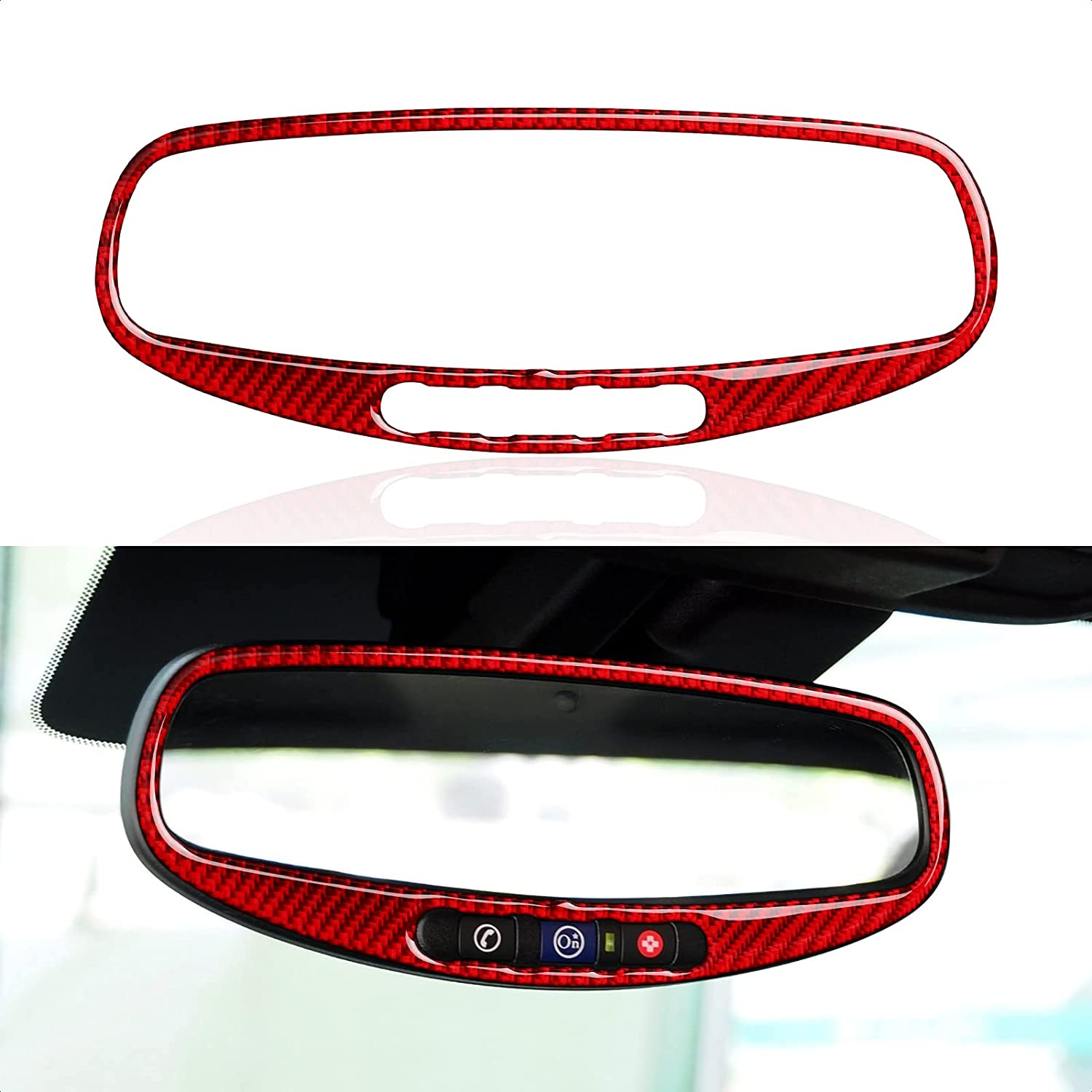 Car Rear View Mirror Sticker Decal Carbon Fiber Interior Trim Cover for Camaro 2010 2011 2012 2013 2014 2015 Car Accessories - Delicate Leather