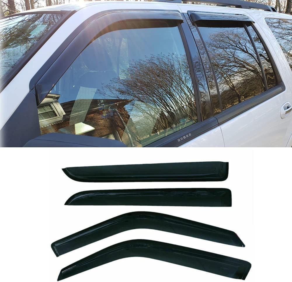 Original Side Window Wind Deflector, 4pcs In-Channel Nice Rain Guards Set, Vent Visor fit for 1997-2017 Ford Expedition 1998-2017 Lincoln Navigator 194233 - Delicate Leather