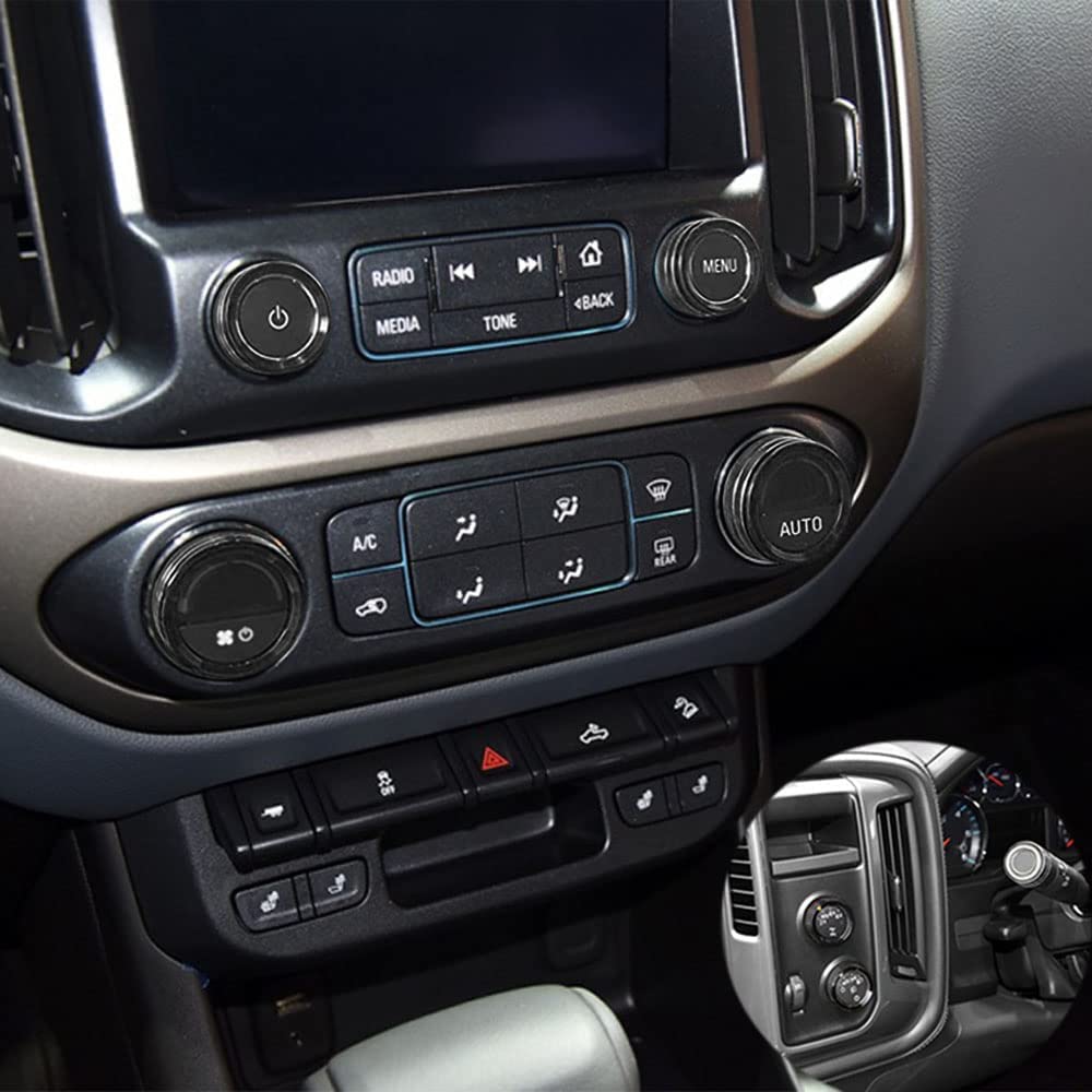 AC Audio Knob Cover Compatible with 2015-2022 Center Console Auto Climate Control Turn Signal 4WD Light Switch Knob Cover Trim Ring 7pcs - Delicate Leather