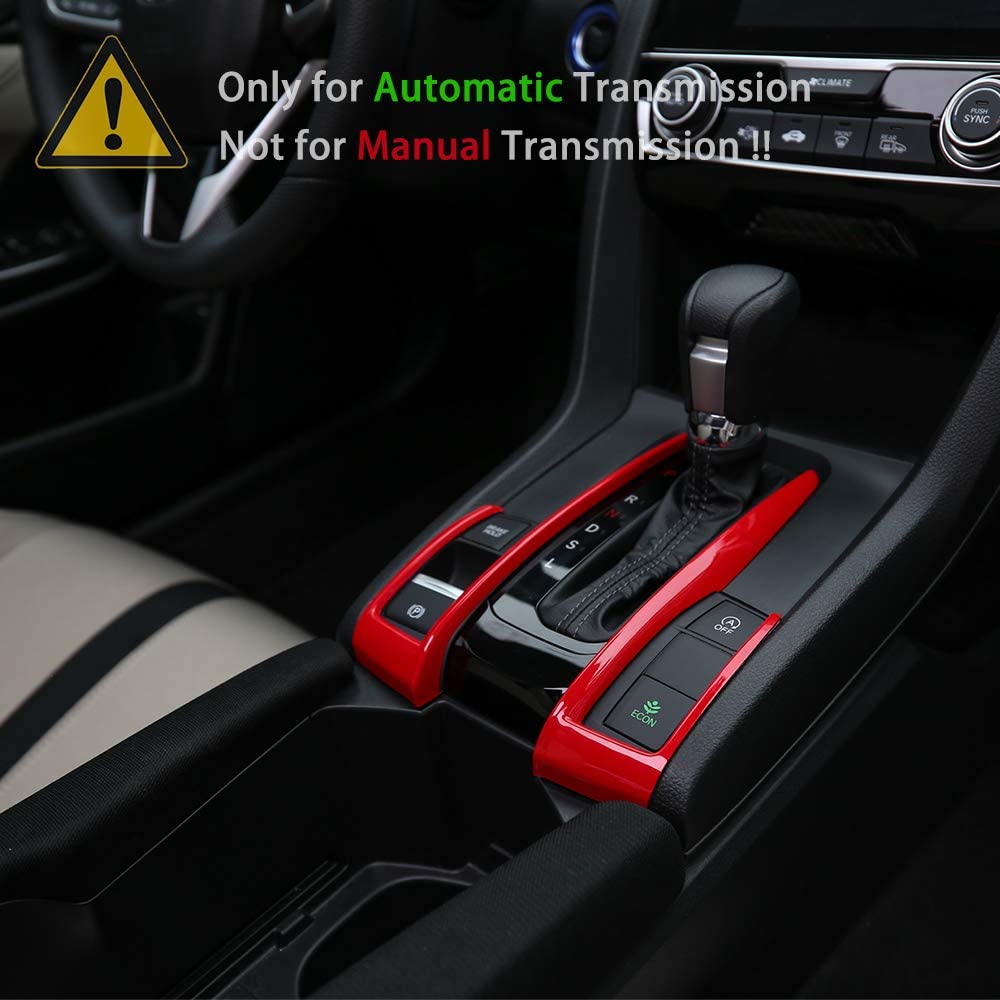 10th Gen Civic Gear Box Trims CVT Automatic Transmission Shift Boots Panel Stickers Compatible with Honda Civic Sedan Hatchback Coupe 2021 2020 2019 2018 2017 2016 - Delicate Leather