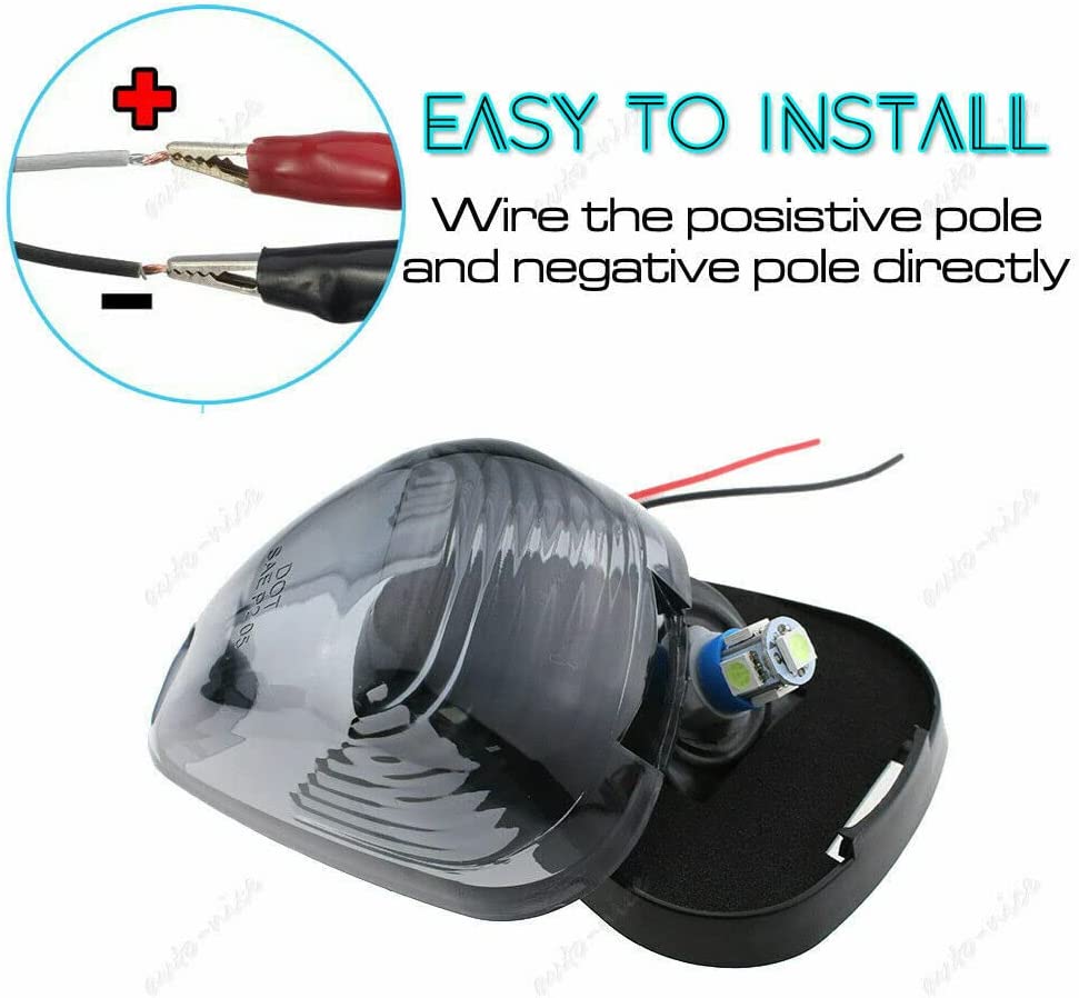 5X Black Smoke Lens Cab Roof Marker Running Lamps w/Blue LED Lights - Delicate Leather