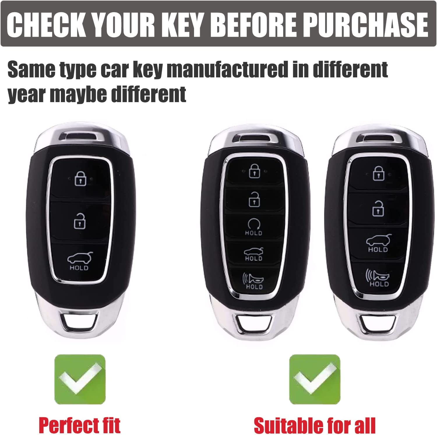 Hyundai Key Fob Cover with Keychain Lanyard, Soft TPU Key Fob Protector Shell Compatible with Hyundai Kona Santa Fe Elantra GT Veloster Accent Venue Smart Remote Case - Delicate Leather