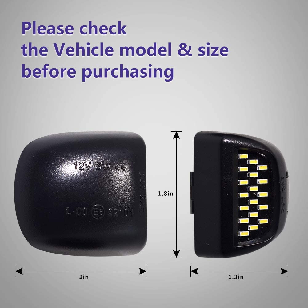 2x LED License Plate Light Lamp Assembly Replacement Accessories Compatible with Silverado 1500 2500 3500 Suburban Tahoe Sierra 1500 2500 3500 Yukon XL Escalade - Delicate Leather