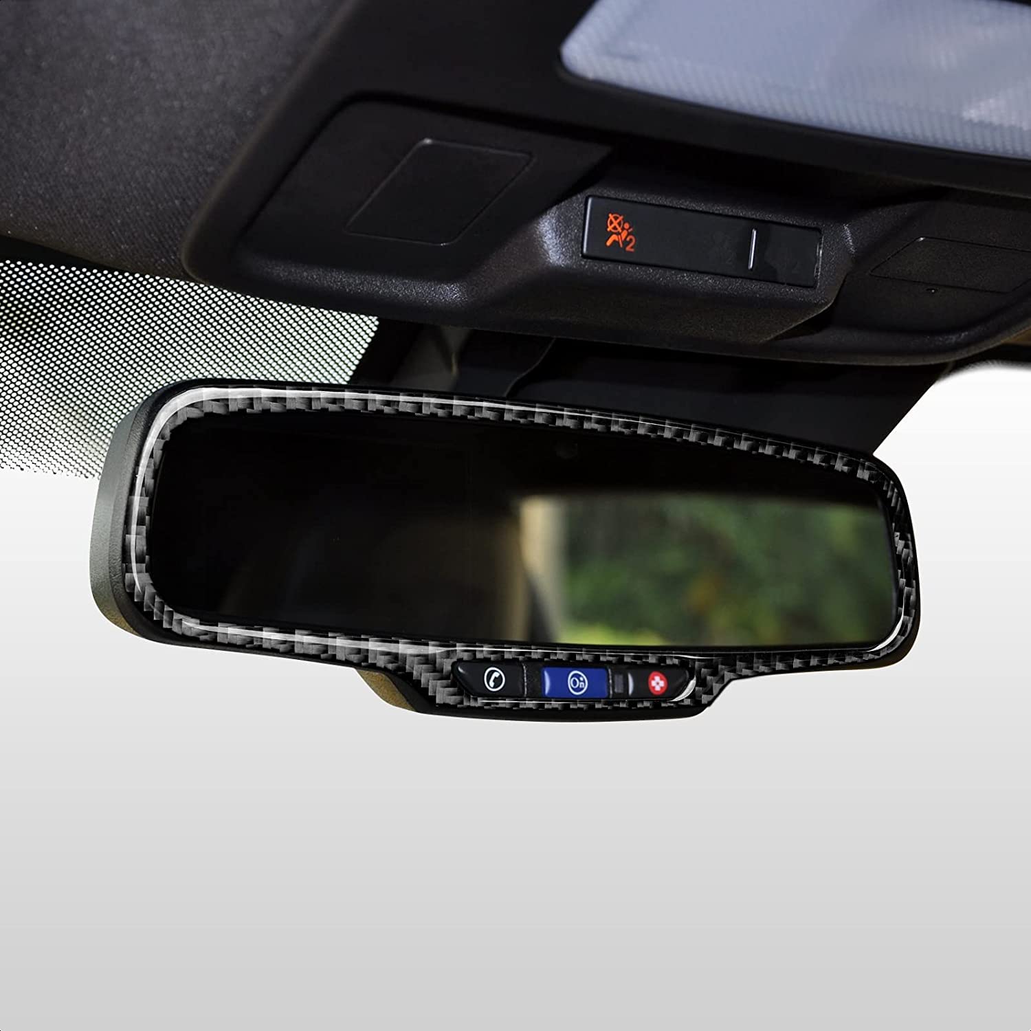 Car Sticker Decal Carbon Fiber Rear View Mirror Interior Trim Cover for Camaro 2010 2011 2012 2013 2014 2015 Accessories - Delicate Leather