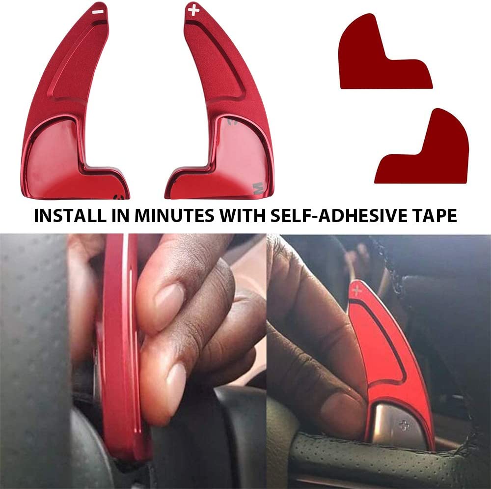 2Pcs Steering Wheel Shift Paddles Metal Shift Paddle Blade Steering Paddle Shifter Extension Interior Cover Trim Decoration Accessory for Grand Cherokee 2014 2015 2016 2017 2018 2019 2020 - Delicate Leather