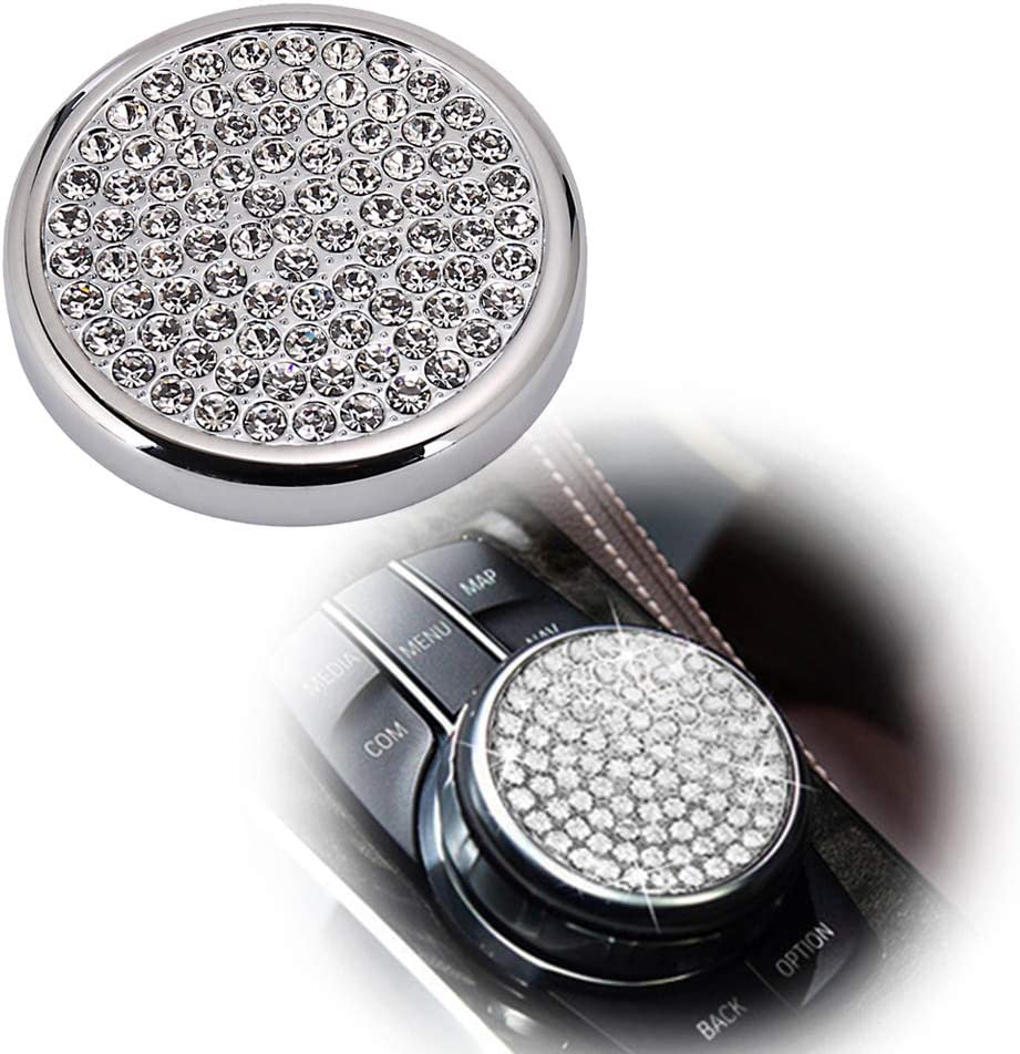1.6-inches Bling Crystal Interior Decorations Compatible iDrive Controller Caps Knob Covers Compatible with BMW Accessories Parts Multimedia Decal 3 5 7 Series X3 X5 F30 F10 G30 F01 G01 F15 AWD Women - Delicate Leather