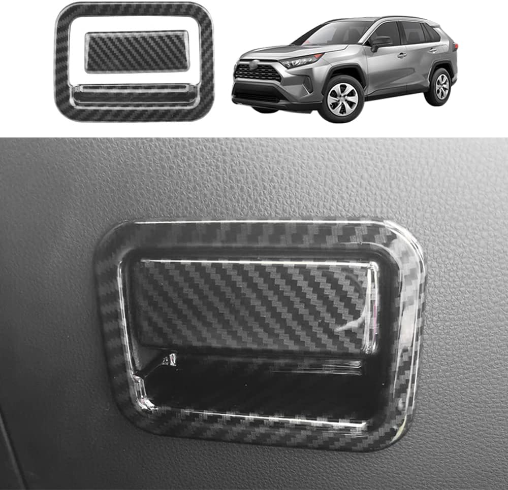 RAV4 ABS Carbon Fiber Glove Storage Box Handle Cover Trim for RAV4 2019 2020 2021 2022 Interior Accessories - Delicate Leather