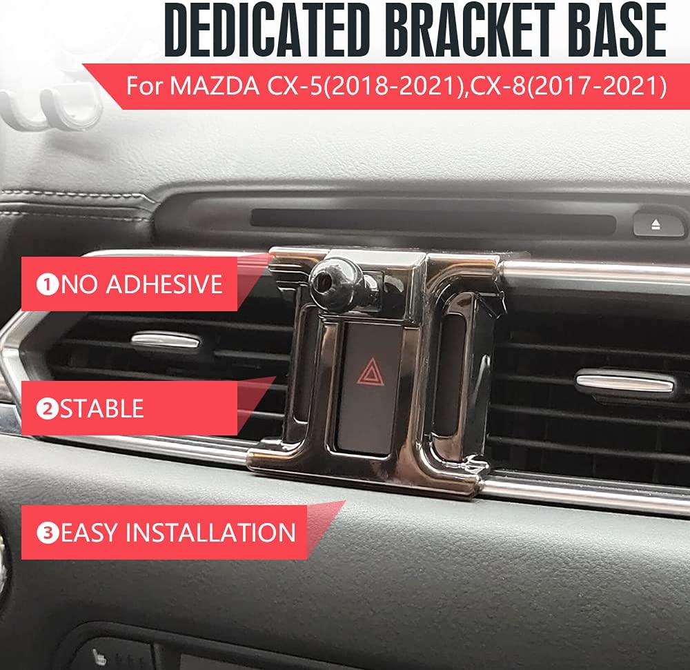 Mazda CX5 CX-5 Accessories Car Phone Holder Mount Cell phone Air Vent Cradle Gravity Navigation Dedicated Black - Delicate Leather