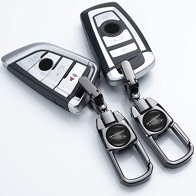 Metal Car Keychains Replacement with Logo, Custom fit for Car Key Chain, Key Chains for Women Keychain Accessories, Family Present, black - Delicate Leather