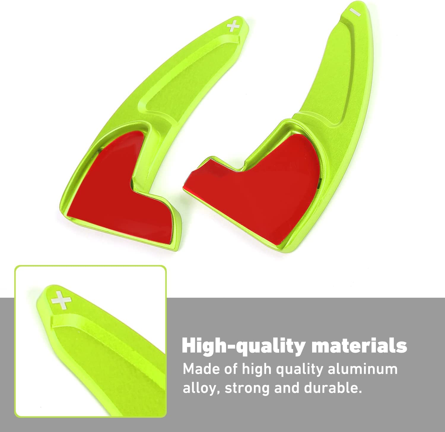 2PCS Wheel Shift Paddle Extended Shifter Trim Cover Compatible with Challenger Charger Durango RT & Scat Pack 2015-2022, Compatible with Grand Cherokee 2014-2022 Interior Decoration Accessories (Green) - Delicate Leather