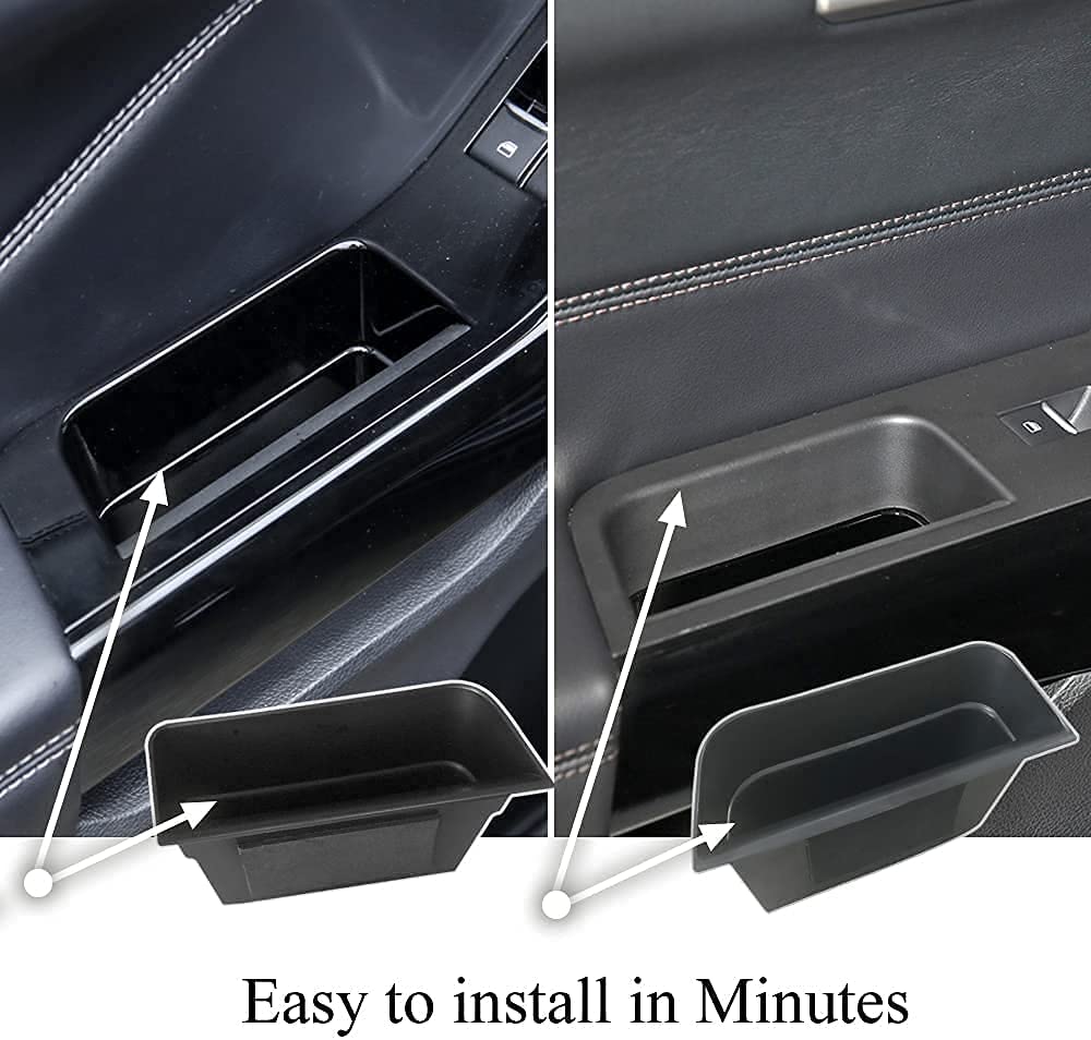 4PCS Door Grab Tray Door Organizer Compatible with Explorer 2020 2021 2022 Armrest Phone Container Handle Insert ABS Tray Storage Box Glove Pallet - Delicate Leather