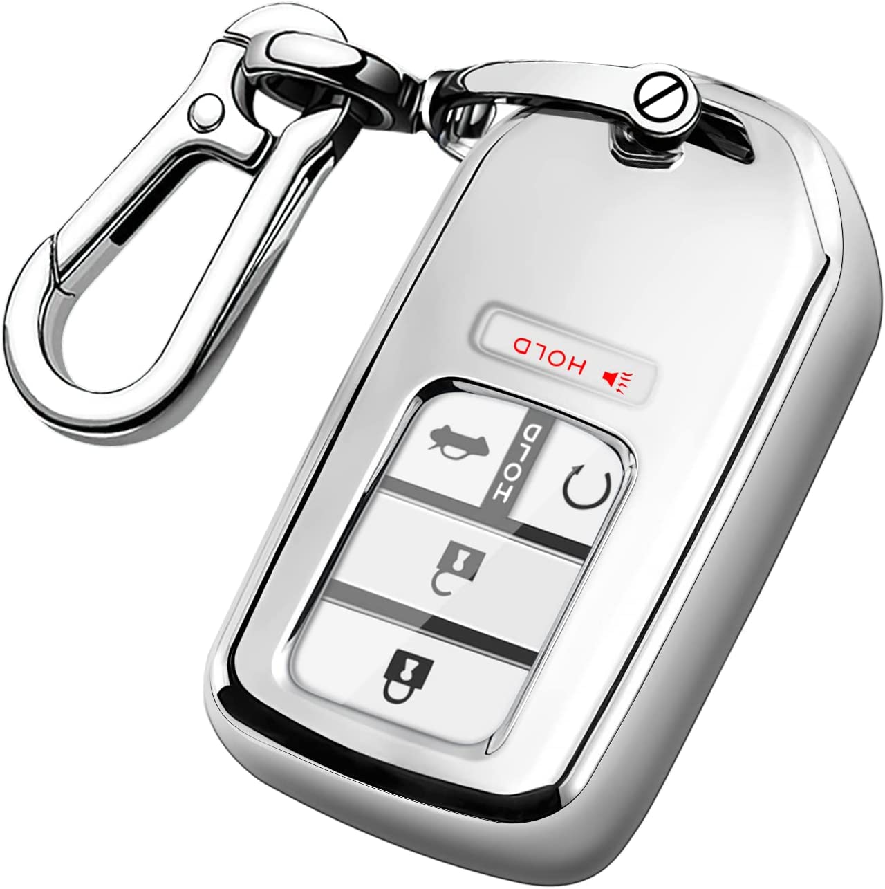 Key Fob Cover with Keychain,Soft TPU Full Cover Protection Key Fob Shell Compatible with Accord Civic CRV HRV Pilot Odyssey Passport Smart Remote Key Fob Case