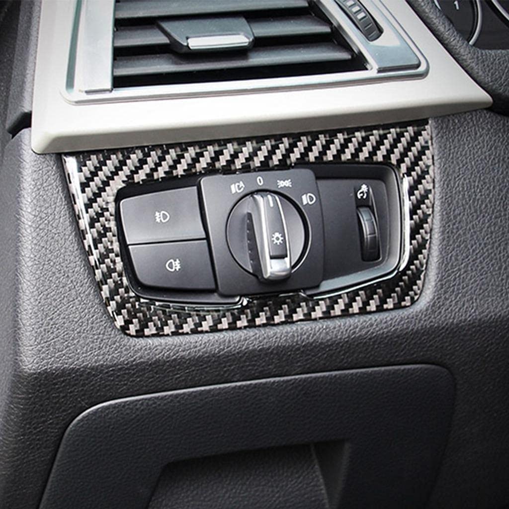 Headlight Switch Button Frame Cover Trim, Real Carbon Fiber, Compatible with BMW 3 Series F30 F31 2012-2018, GT F34 2014-2018, 4 Series F32 F33 F36 2014-2018 (2.24"x2.83") - Delicate Leather