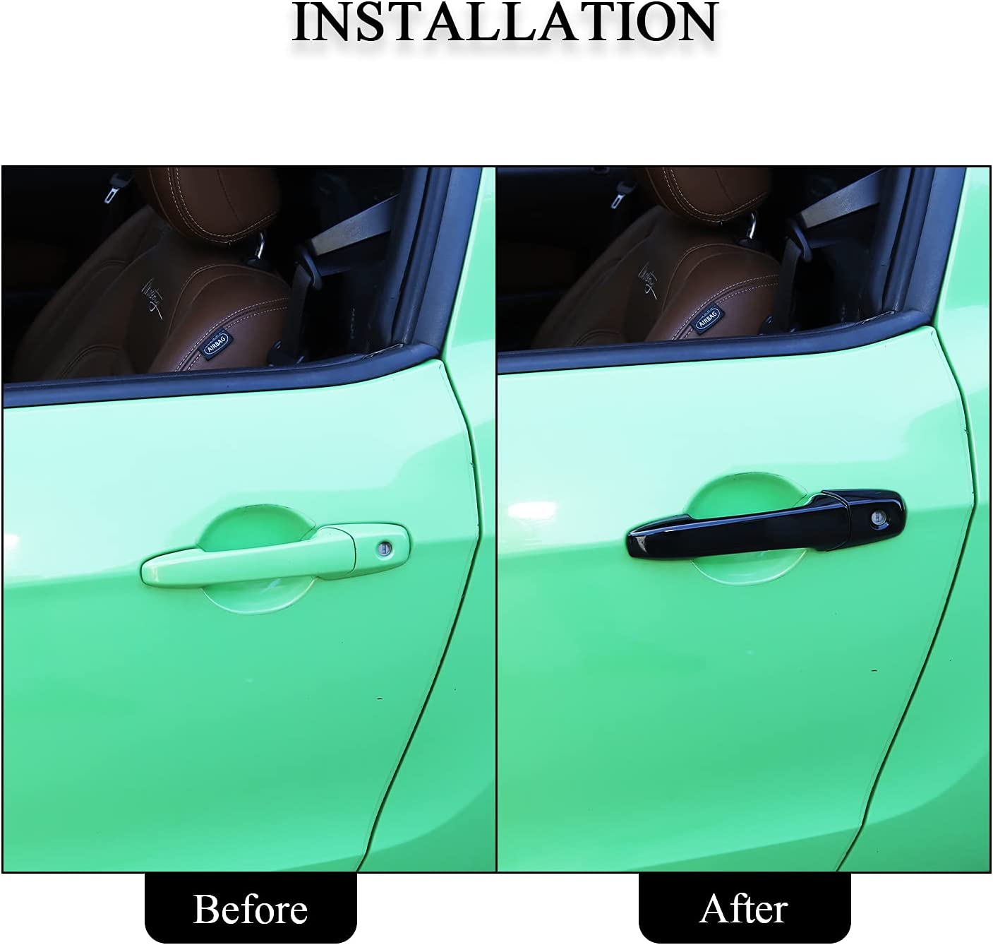 Door Handle Trim Cover ABS Exterior Decoration Accessories for 2004-2014 Mustang, 4PCS - Delicate Leather