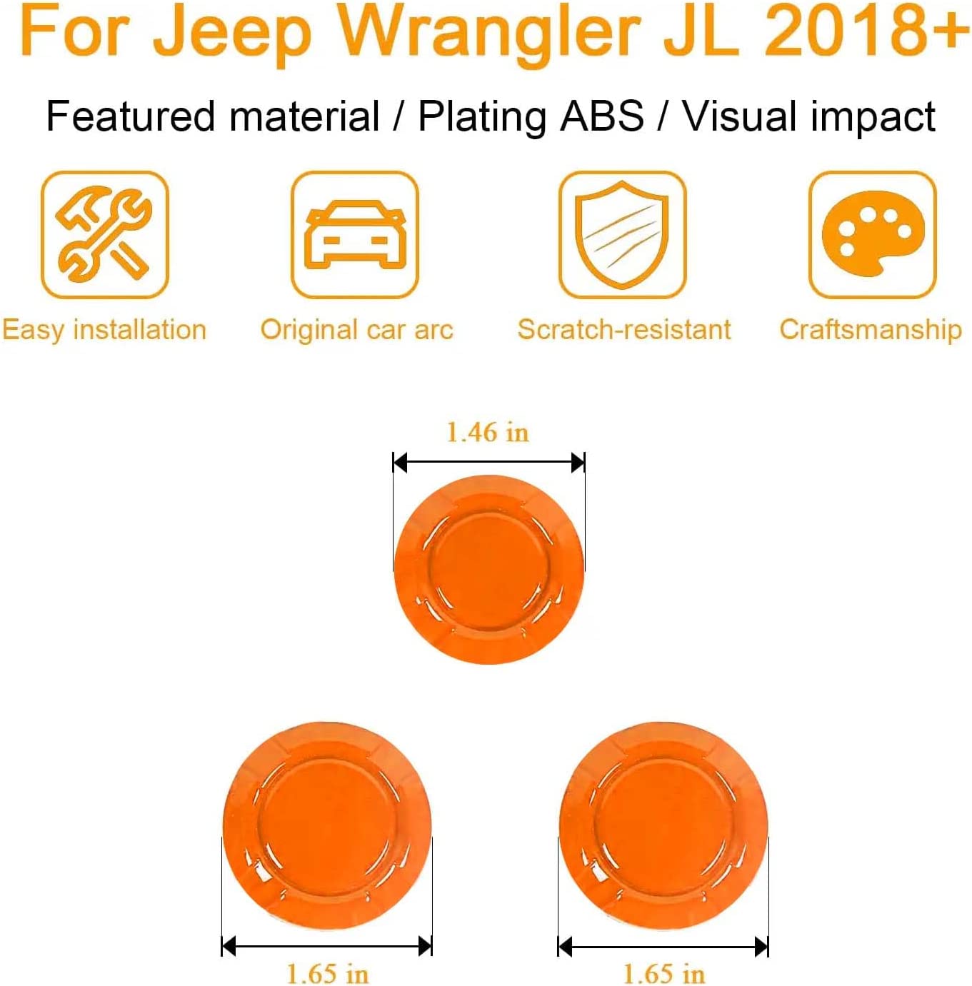 Exterior Door Key Jack Trim Cover Door Lock Cover for 2018-2021 Wrangler JL JLU & Gladiator JT, Orange - Delicate Leather