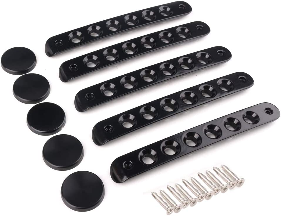 Door Handle Inserts, Black Aluminum Side Grab Handles with Push Button Knob Cover Compatible with 2007-2017 Wrangler Unlumited JK(JKU) 4-Door - Delicate Leather