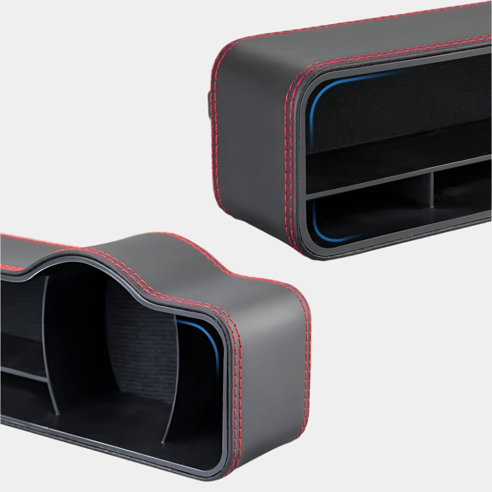 2 PCS Universal Car Seat Gap Storage Box, Custom For Cars, Cup Holder Mobile Phone Holder Multifunctional Auto Accessories PU Leather Seat Catcher Gap Filler Car Organizer Compartment - Delicate Leather