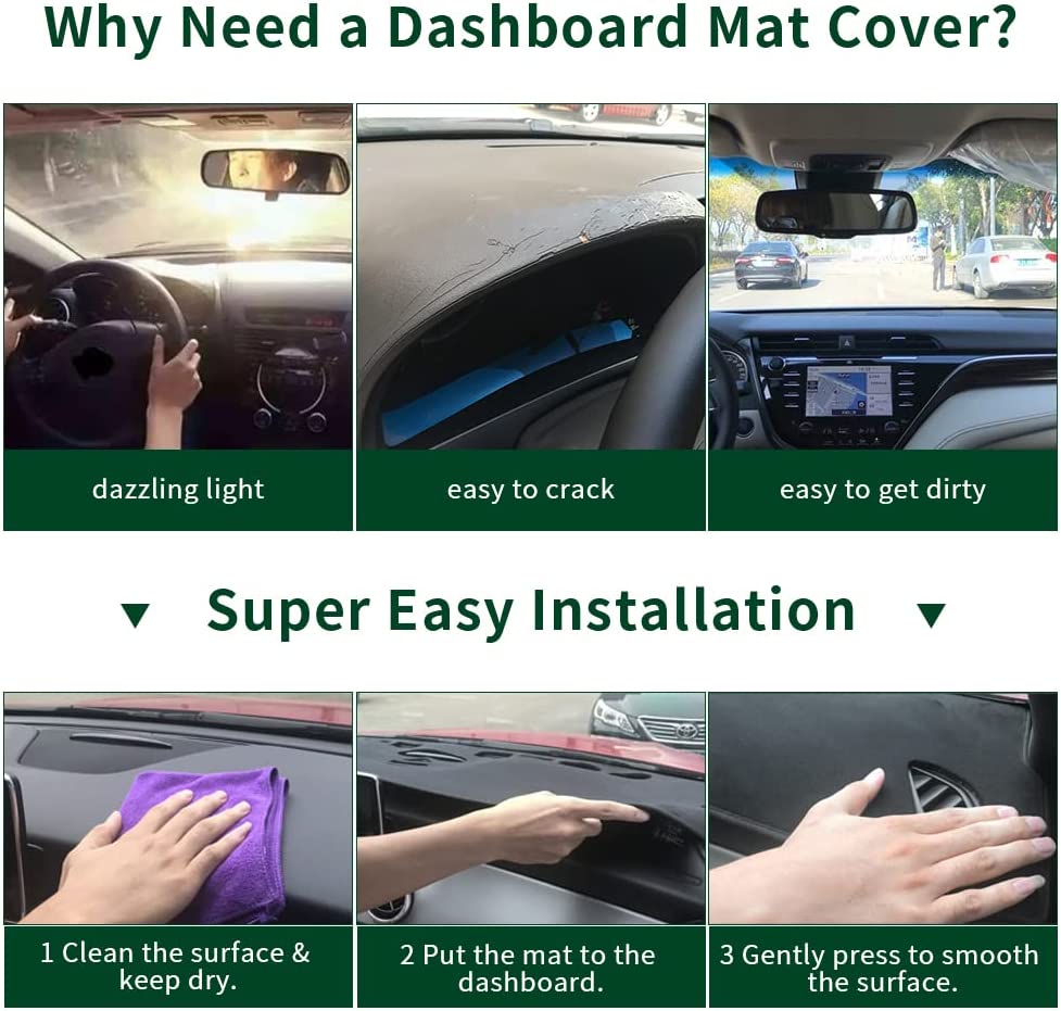 Dashboard Covers for Grand Cherokee Accessories 2011-2022 Center Console Cover Car Interior Dash Board Sun Shade Mat Anti-Slip Protector Pad - Delicate Leather