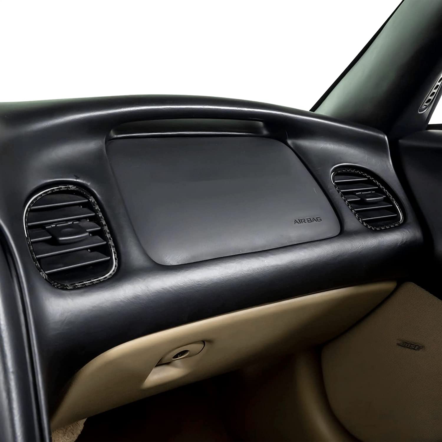 Carbon Fiber Car Co-Pilot Air Outlet Sticker Decal Interior Trim Cover for C5 1998 1999 2000 2001 2002 2003 2004 Accessories - Delicate Leather