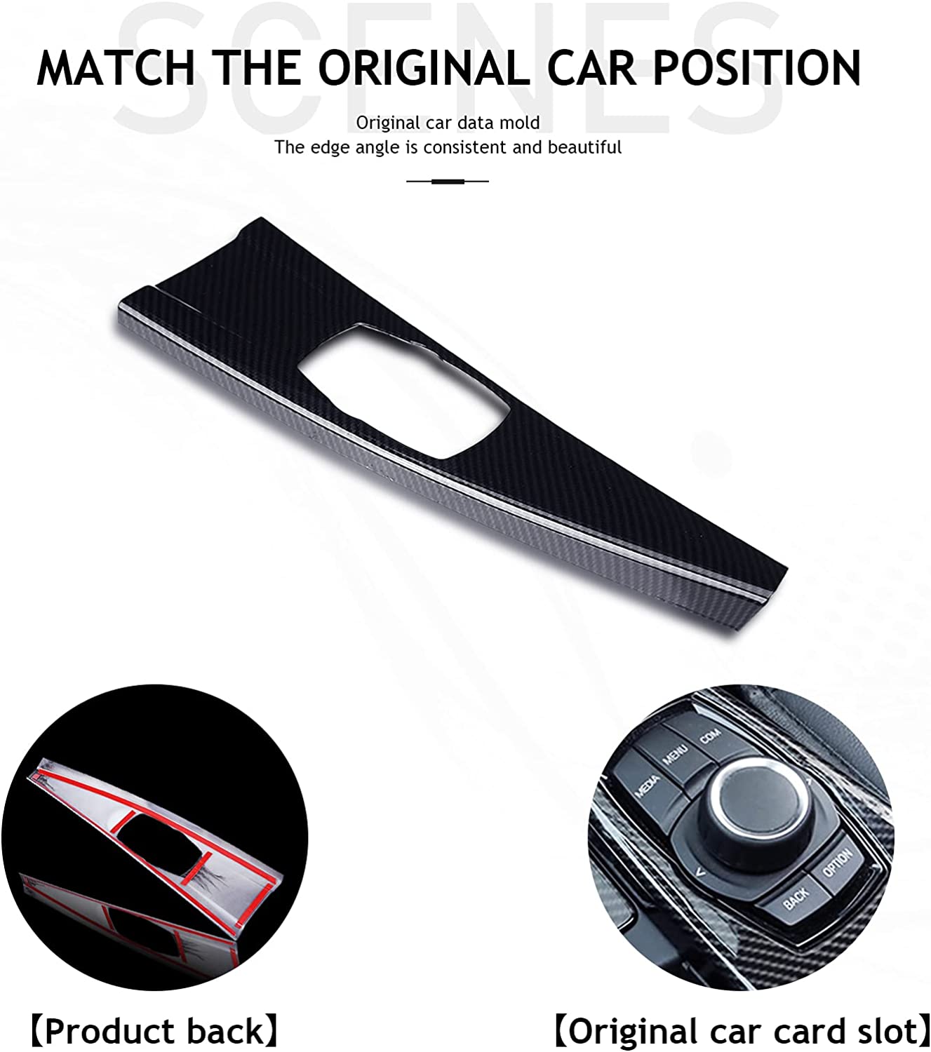 Multimedia Panel Cover for 3 4 Series, Carbon Fiber Interior Trim Multimedia Panel Cover for F30 F34 F33 F36 - Delicate Leather