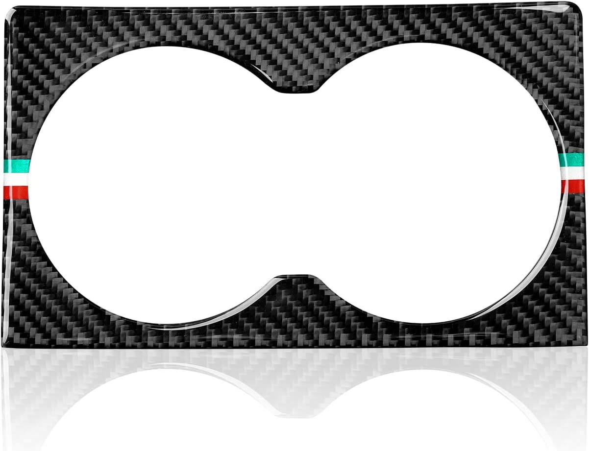 Car Cup Holder Frame Cover Trim Rear Row Carbon Fiber Decals Sticker Compatible with Giulia 2007 2008 2009 Auto Accessories - Delicate Leather