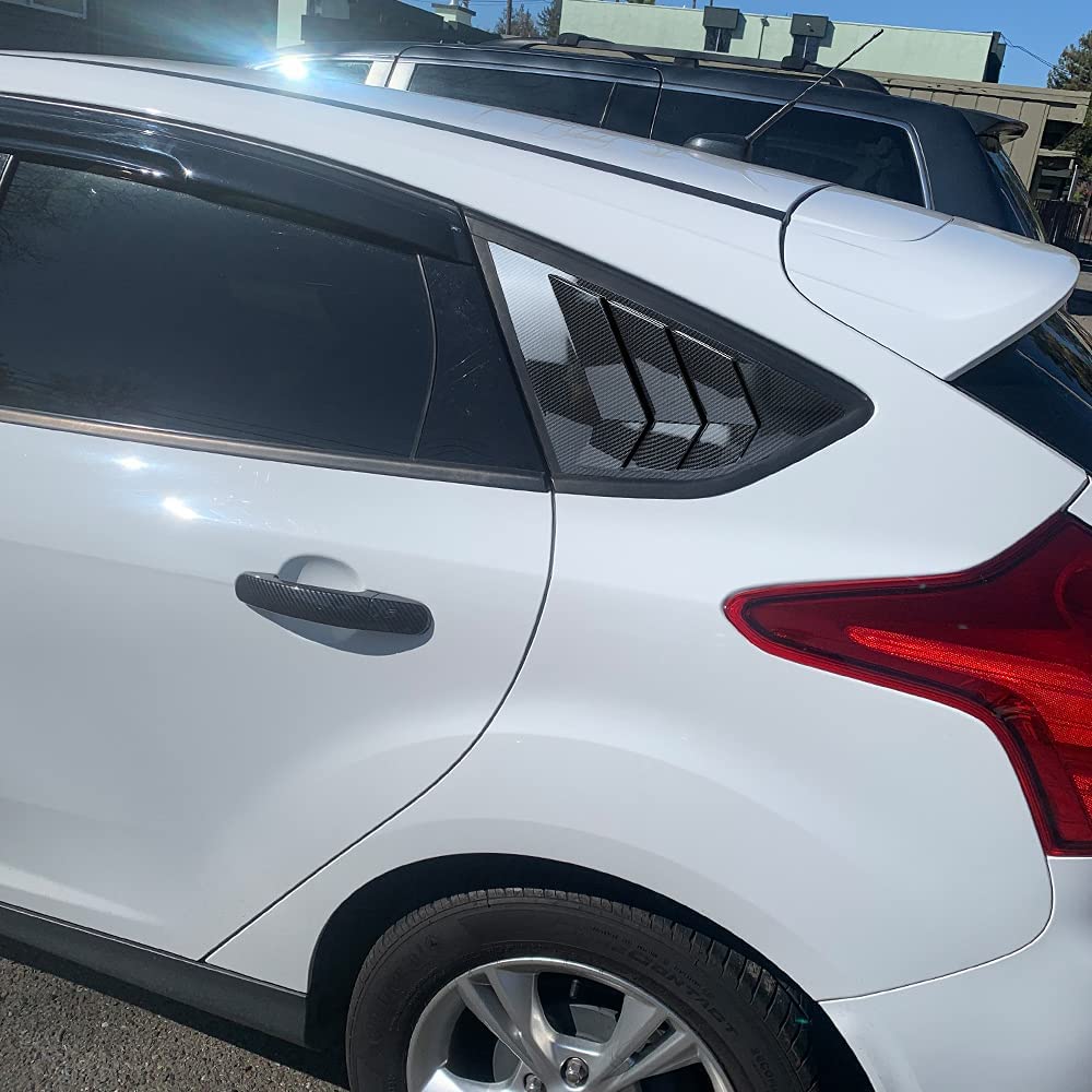 Rear Side Window Louvers Compatible for Ford Focus ST RS MK3 Hatchback Accessories 2012-2018 Air Vent Scoop Cover Louver - Delicate Leather