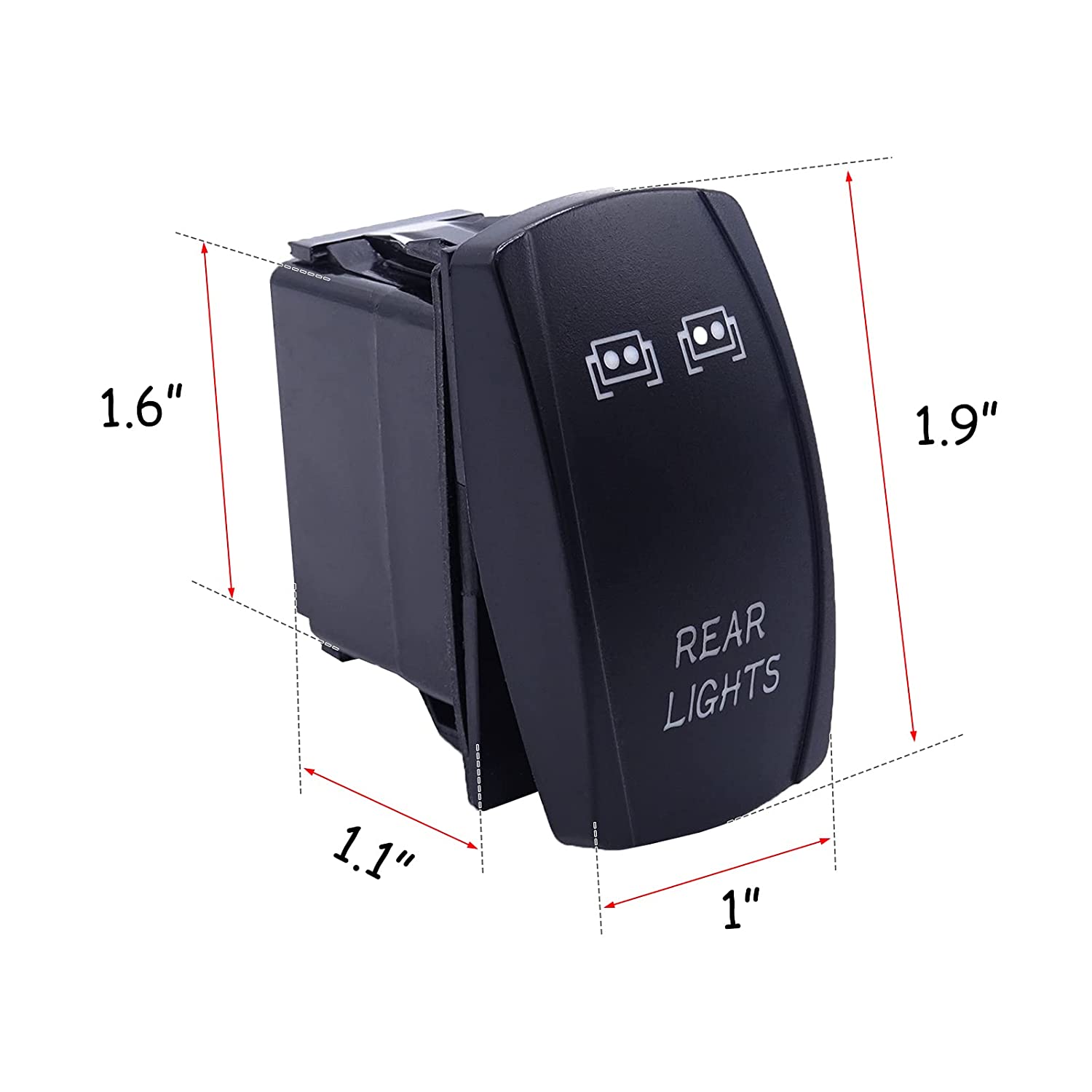 Laser Rear Lights Rocker Switch 5 Pin On-Off Blue LED Light Toggle Button 20A/12V Compatible with Most SUV, ATV, UTV, Motorcycle, Truck etc. - Delicate Leather