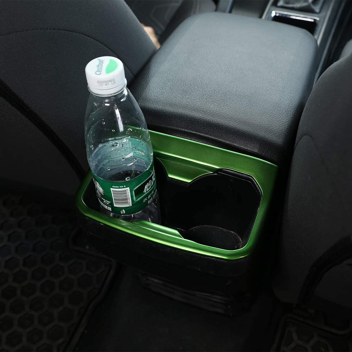 Car ABS Inner Look Interior Rear Seat Armrest Cup Holder Cover Trim Stickers - Delicate Leather