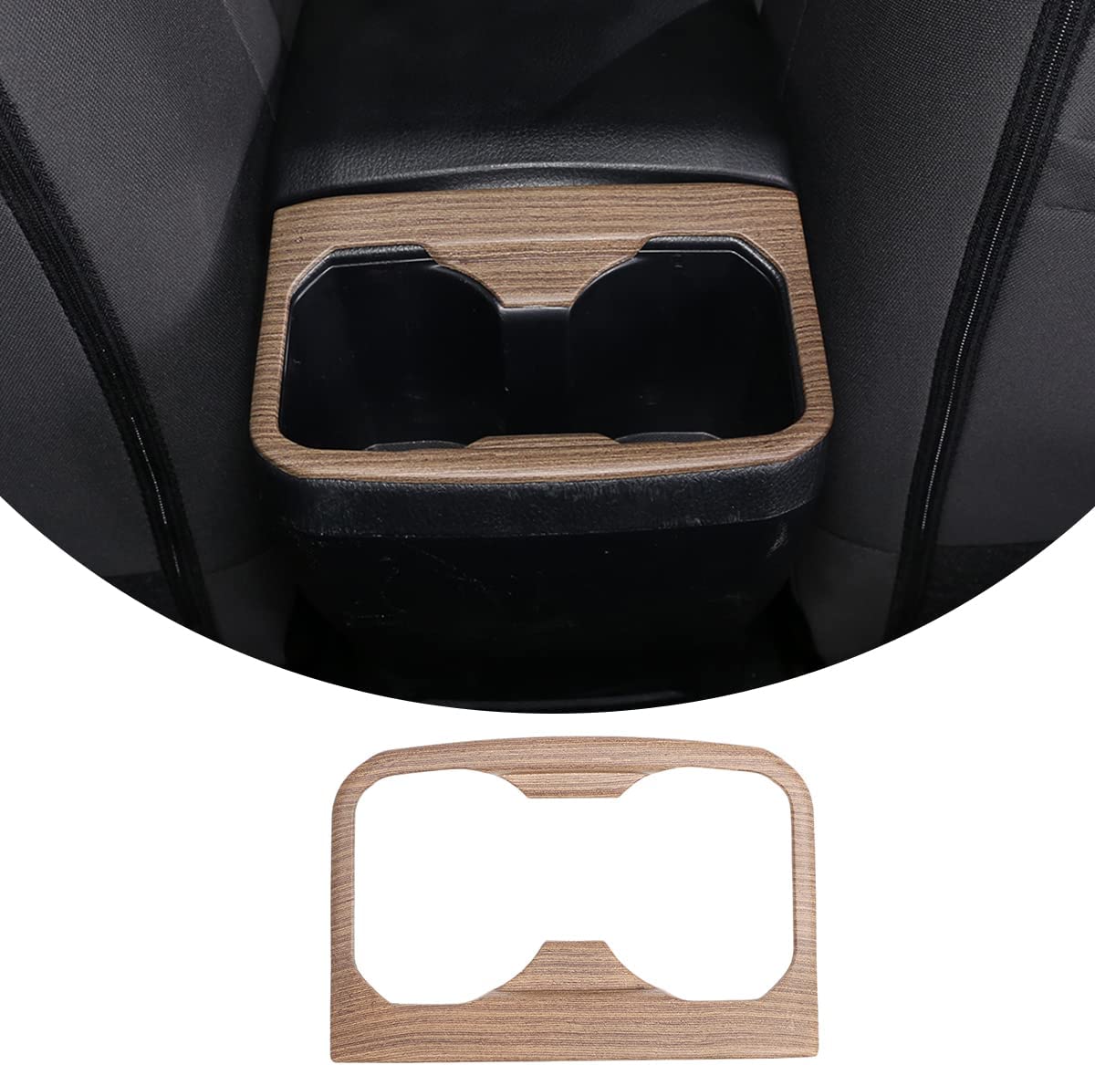 Car ABS Inner Look Interior Rear Seat Armrest Cup Holder Cover Trim Stickers - Delicate Leather