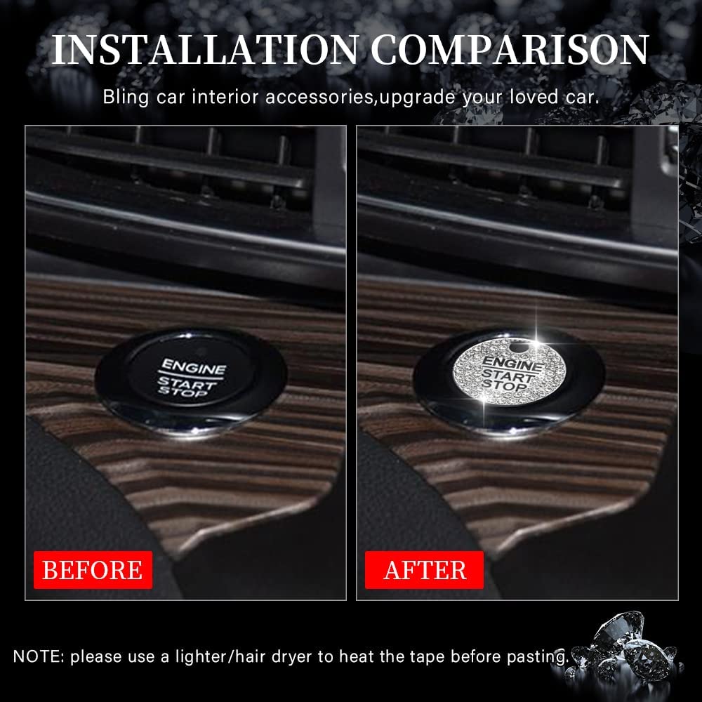 Explorer Accessories 2022 2021 2020 Bling Push Start Button Cover Sticker Auto Interior Engine Start Stop Button Decoration Accessories - Delicate Leather