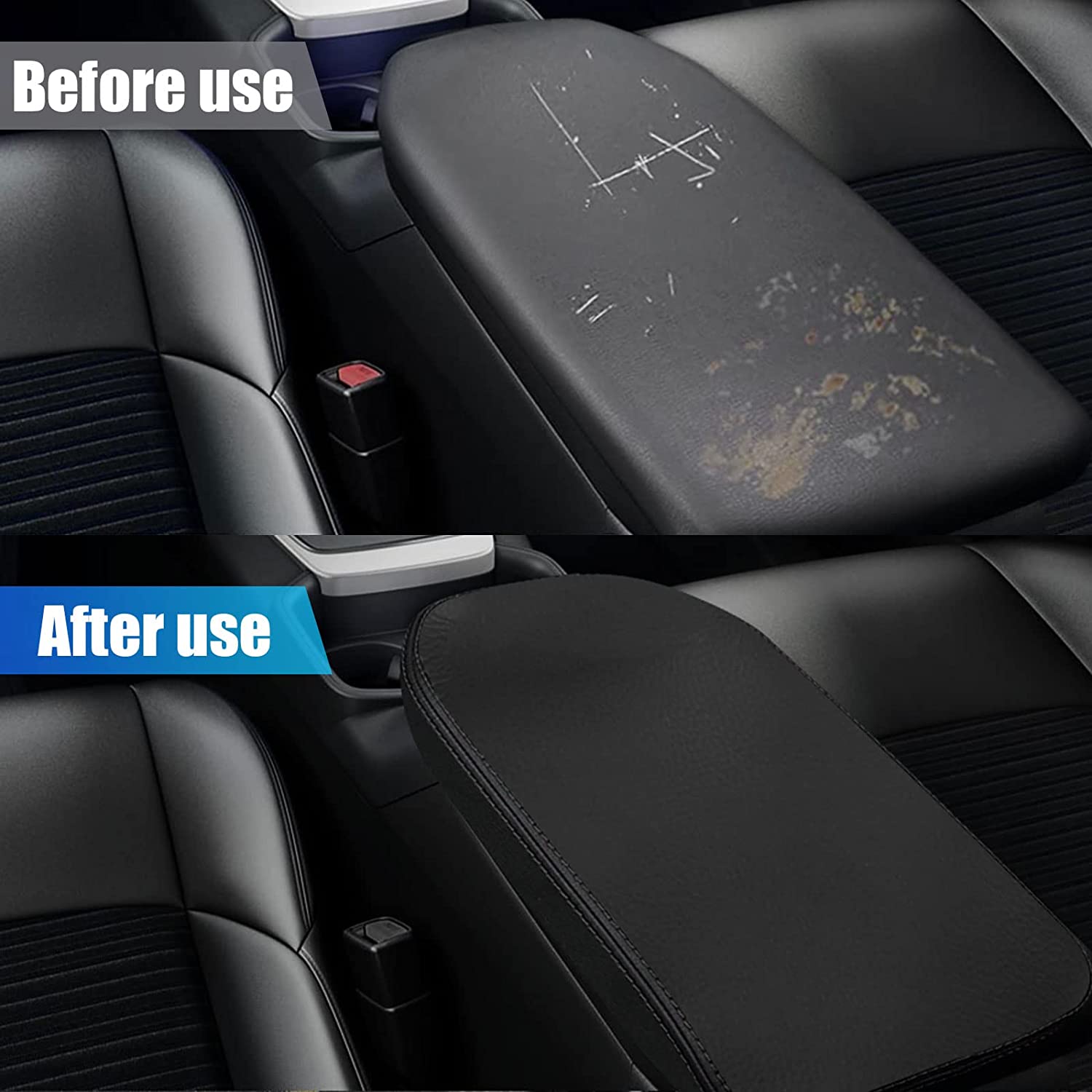 Center Console Cover Replace for 2016-2021 Jeep Cherokee, Waterproof Anti-Scratch Leather Armrest Cover Seat Box Protector for Jeep Cherokee - Delicate Leather