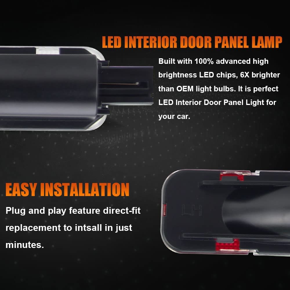 LED Interior Door Panel Light Courtesy Lamp Assembly White & Red Compatible with C/K Silverado/Sierra 1500 2500 3500 Suburban Tahoe Avalanche Yukon Escalade Hum-mer H2 - Delicate Leather