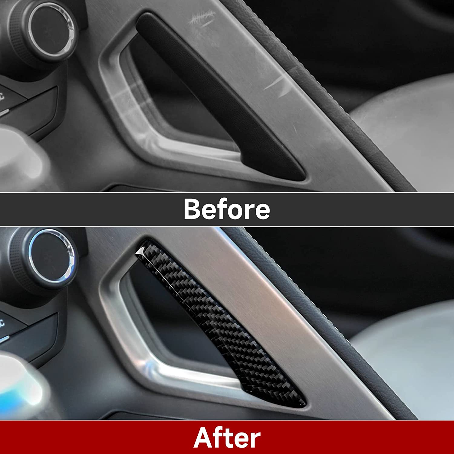 C7 Car Center Control Handle Sticker Decal Carbon Fiber Interior Trims Accessories Cover for C7 2014 2015 2016 2017 2019 - Delicate Leather