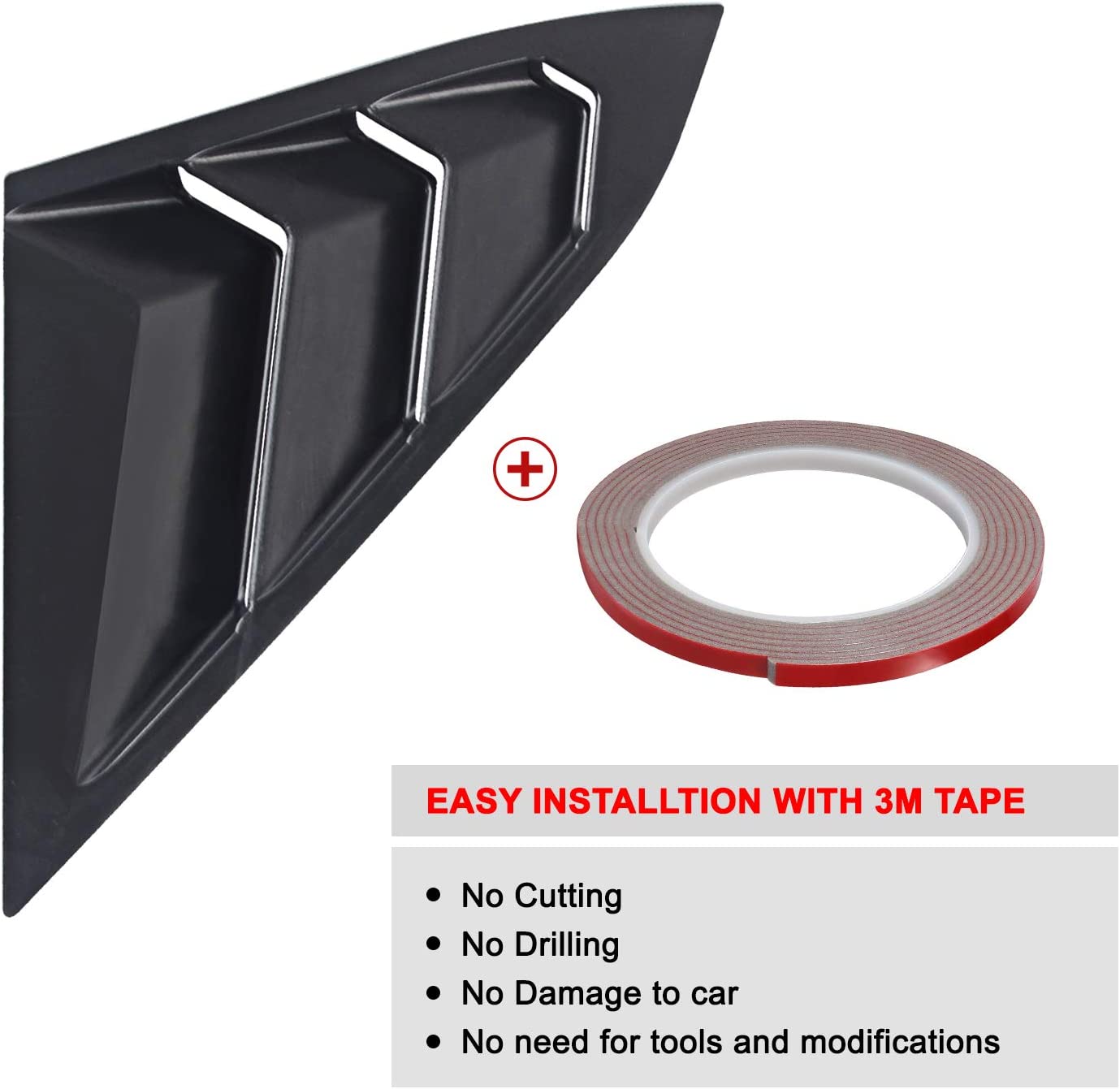 10th Gen Civic Racing Style Rear Side Window Louvers Air Vent Louvers Scoop Cover Blinds Compatible with 2016-2021 Honda Civic Sedan - Delicate Leather