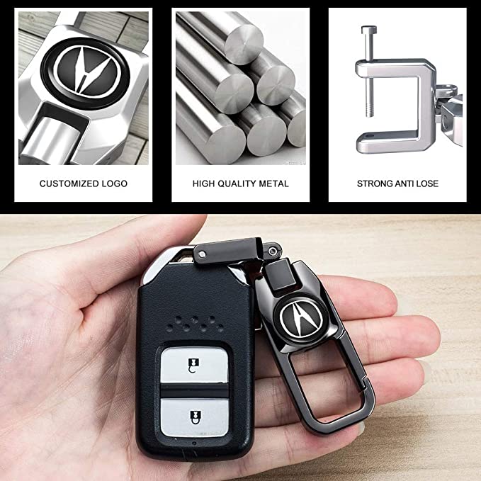 Metal Car Keychains Replacement with Logo, Custom fit for Car Key Chain, Key Chains for Women Keychain Accessories, Family Present, black - Delicate Leather