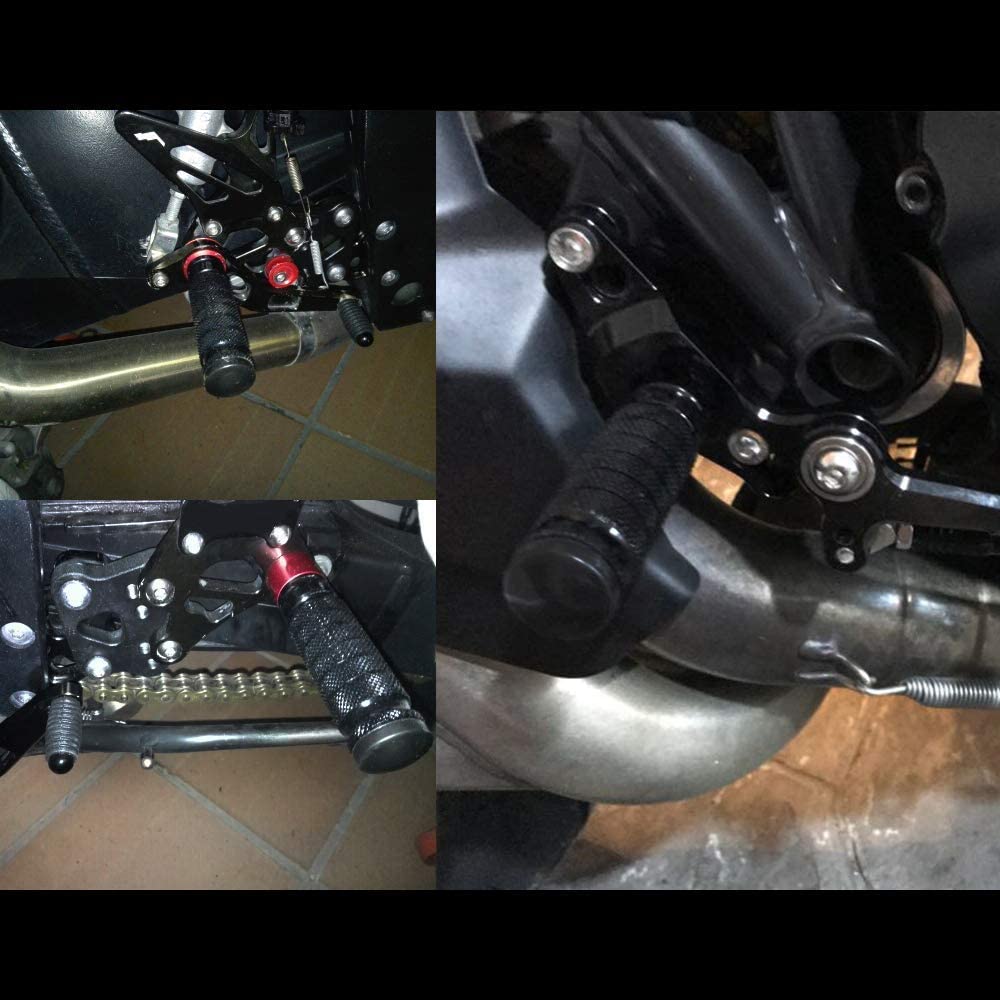 8mm CNC Motorcycle Knurled Foot pegs Front Footpeg Anti-Skid Rearsets Footrest Passenger Pedal Universal - Delicate Leather